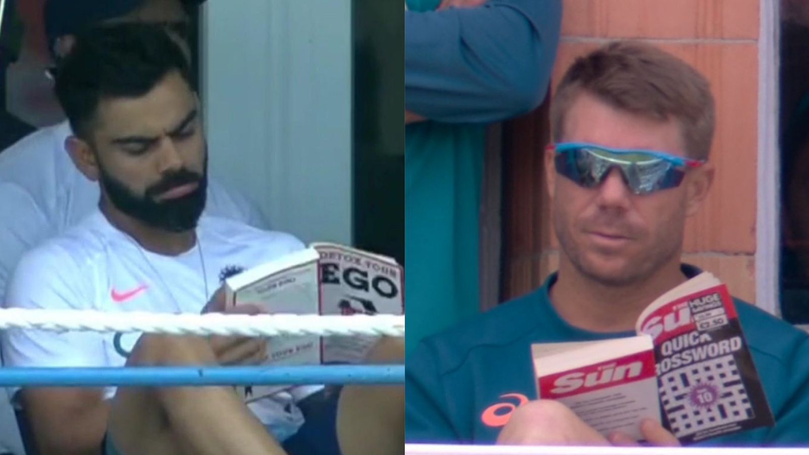 David Warner and Virat Kohli reading books (Image: Twitter)