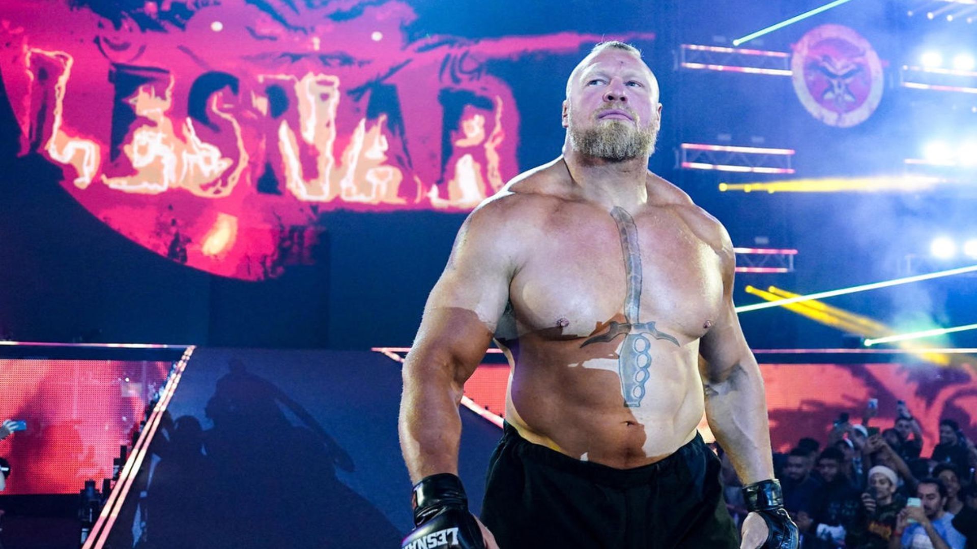 Brock Lesnar making his entrance at Night Of Champions 