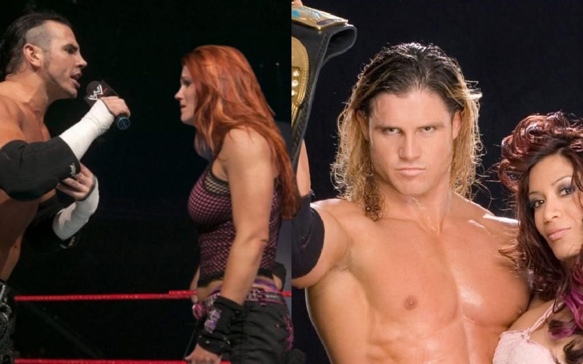 Matt Hardy and Lita (L); John Morrison and Melina (R).