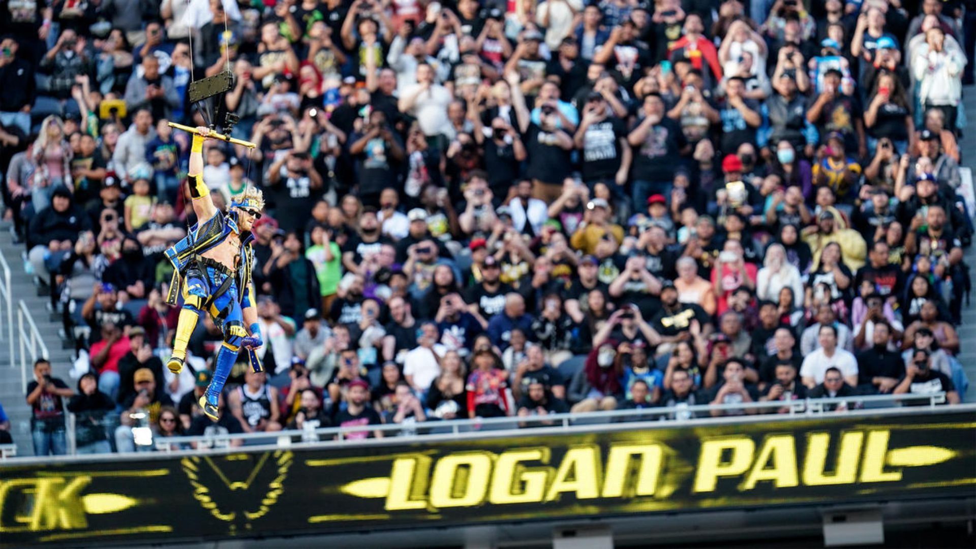 Logan Paul during his entrance at WrestleMania 39. Image Credits: wwe.com