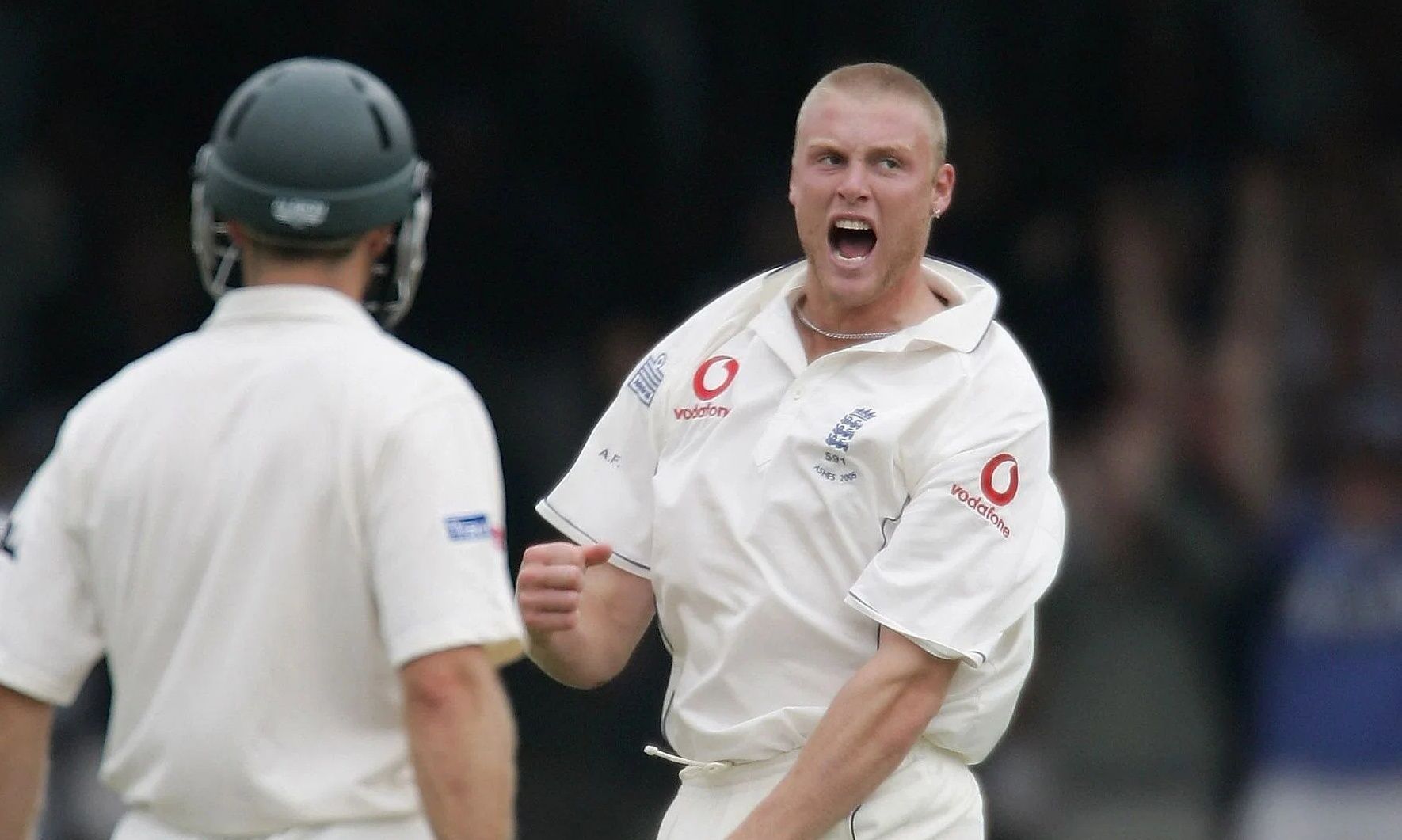 Adam Gilchrist had a tough time against Andrew Flintoff (right) during the 2005 Ashes. (Pic: Getty Images)