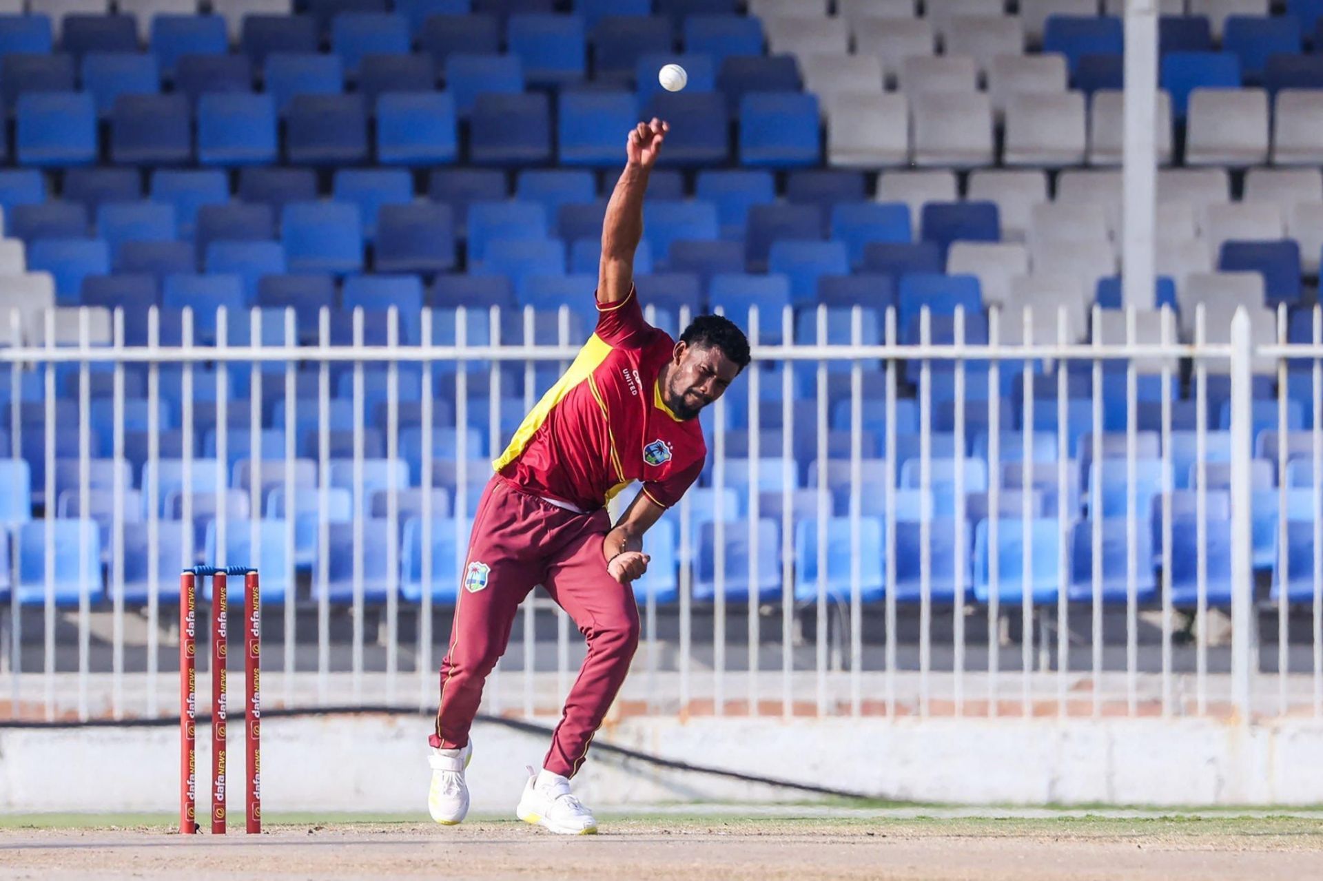 Keemo Paul in action against UAE in the first ODI (Courtesy: Getty Images)