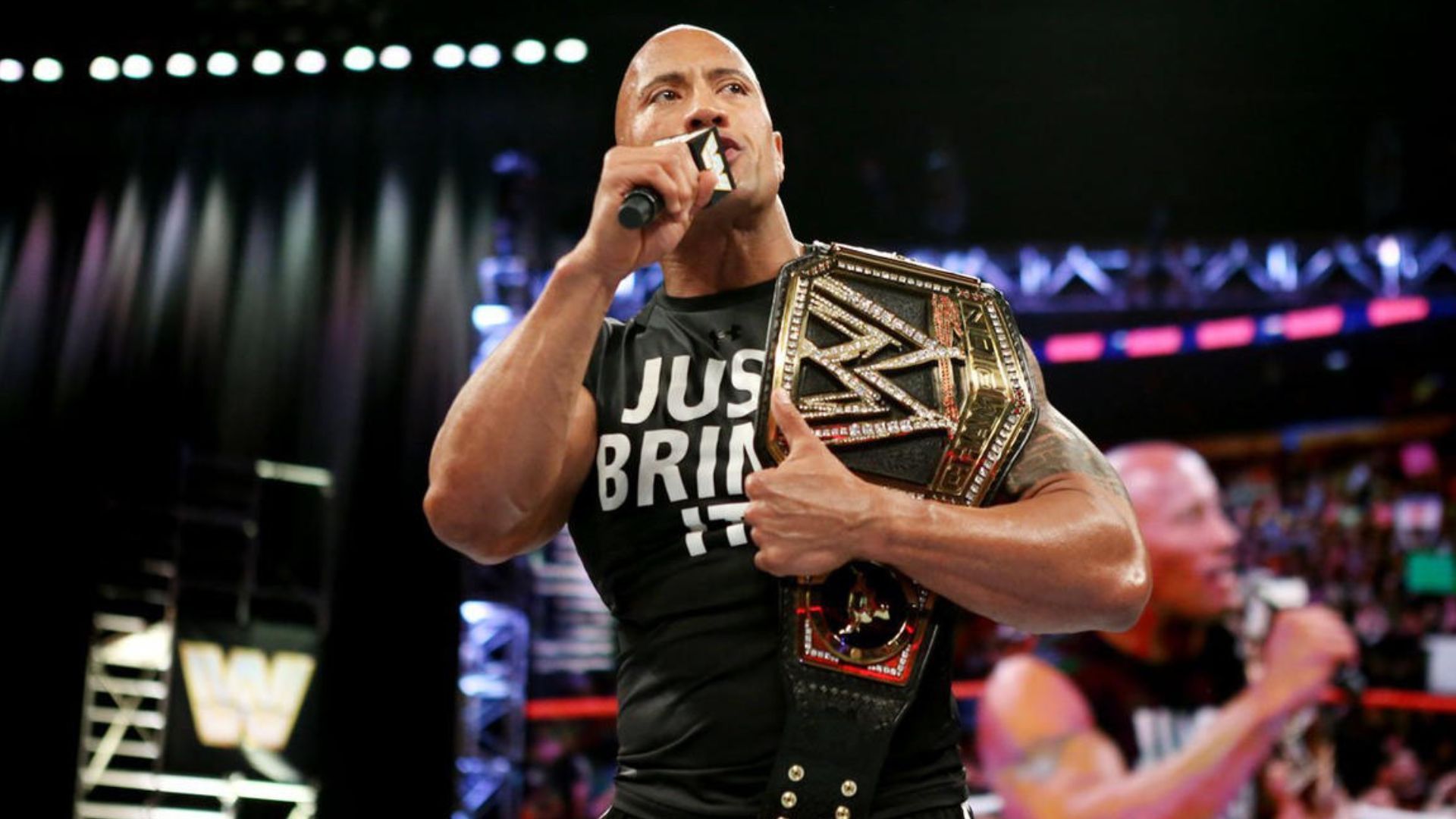 The Rock delivering a promo. Image Credits: wwe.com 