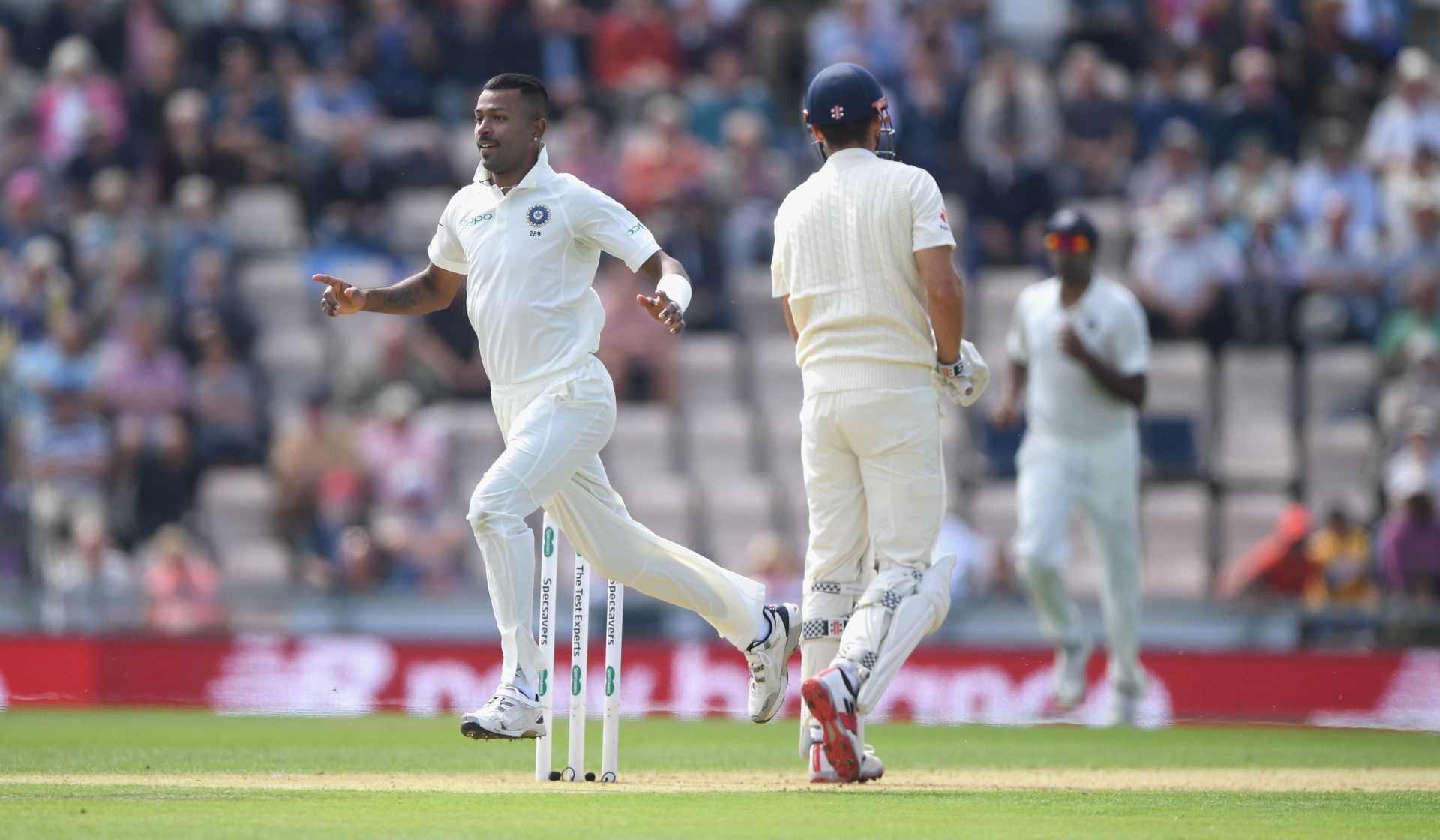 Hardik Pandya celebrates after dismissing Alastair Cook during the 2018 England tour. (Pic: Getty Images)
