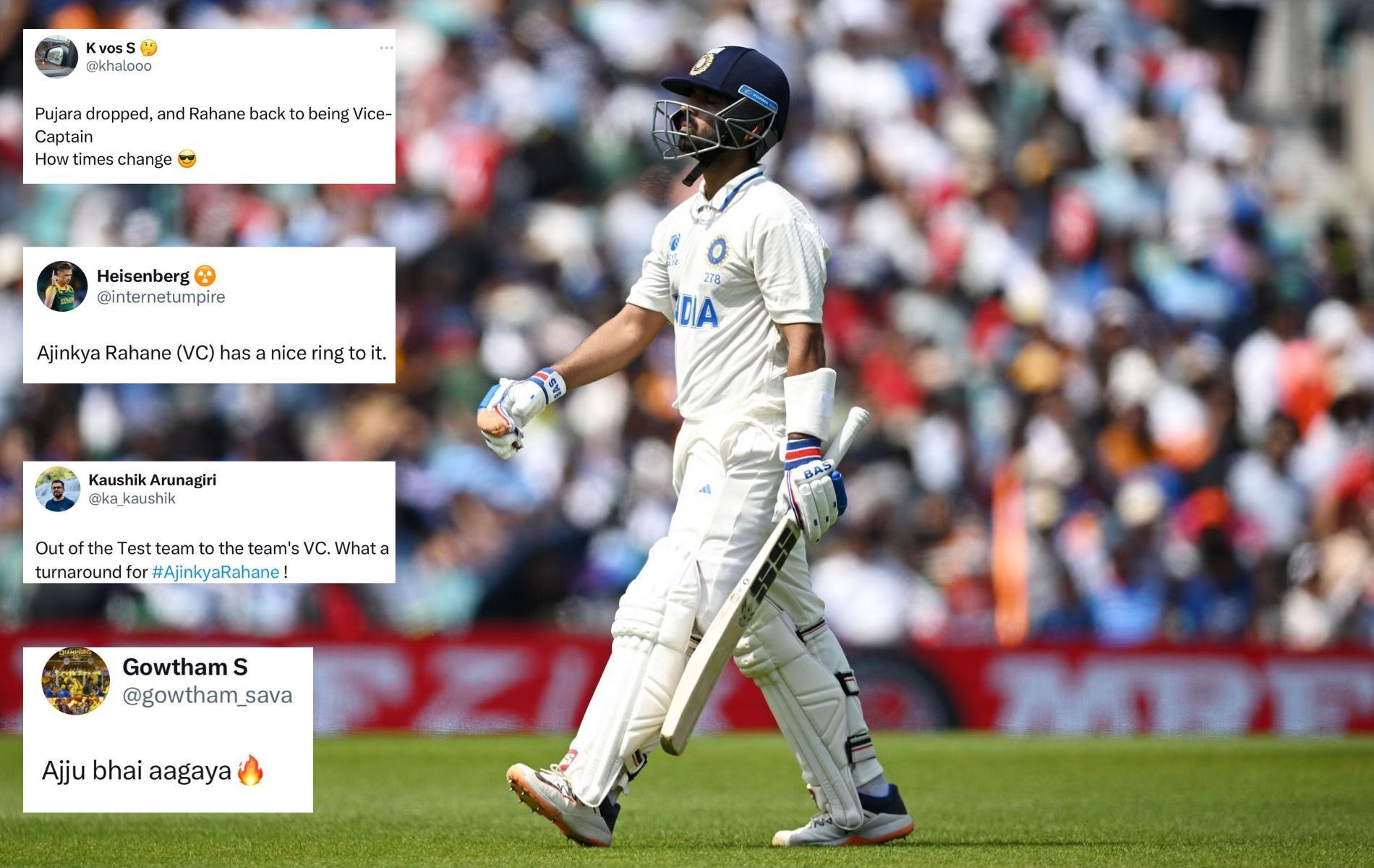 Ajinkya Rahane missed out on a well-deserved century in WTC 2023 final. (Pics: Getty/Twitter)