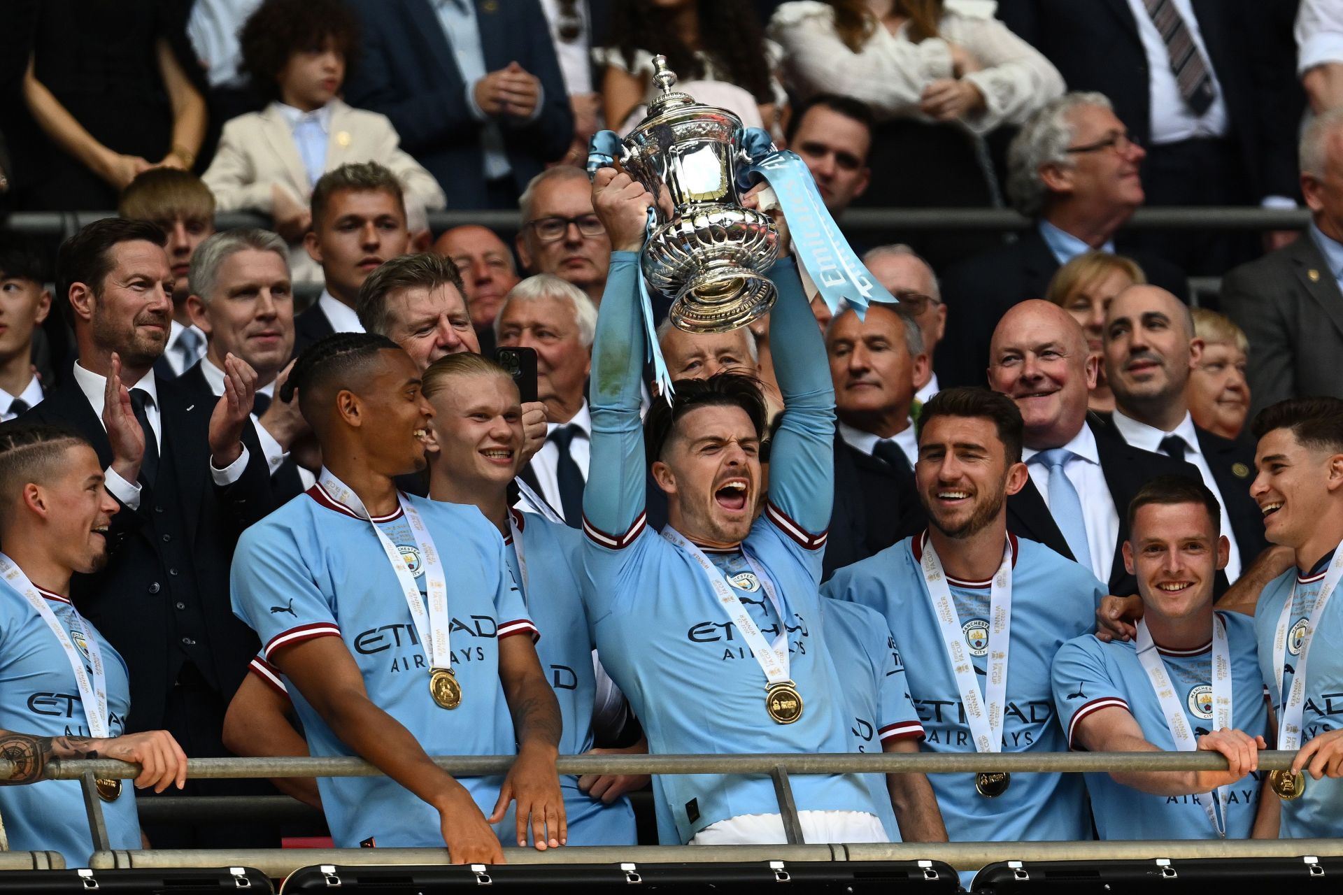 Jack Grealish has lifted four major trophies since signing for Manchester City in 2021, the same summer City pursued a transfer for Harry Kane