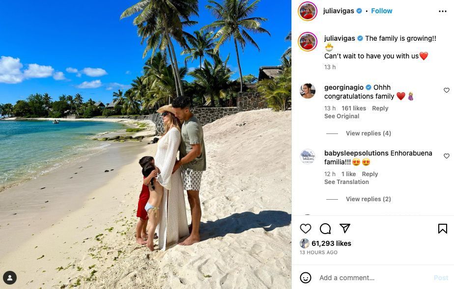 Georgina congratulates Thiago Alcantara's family