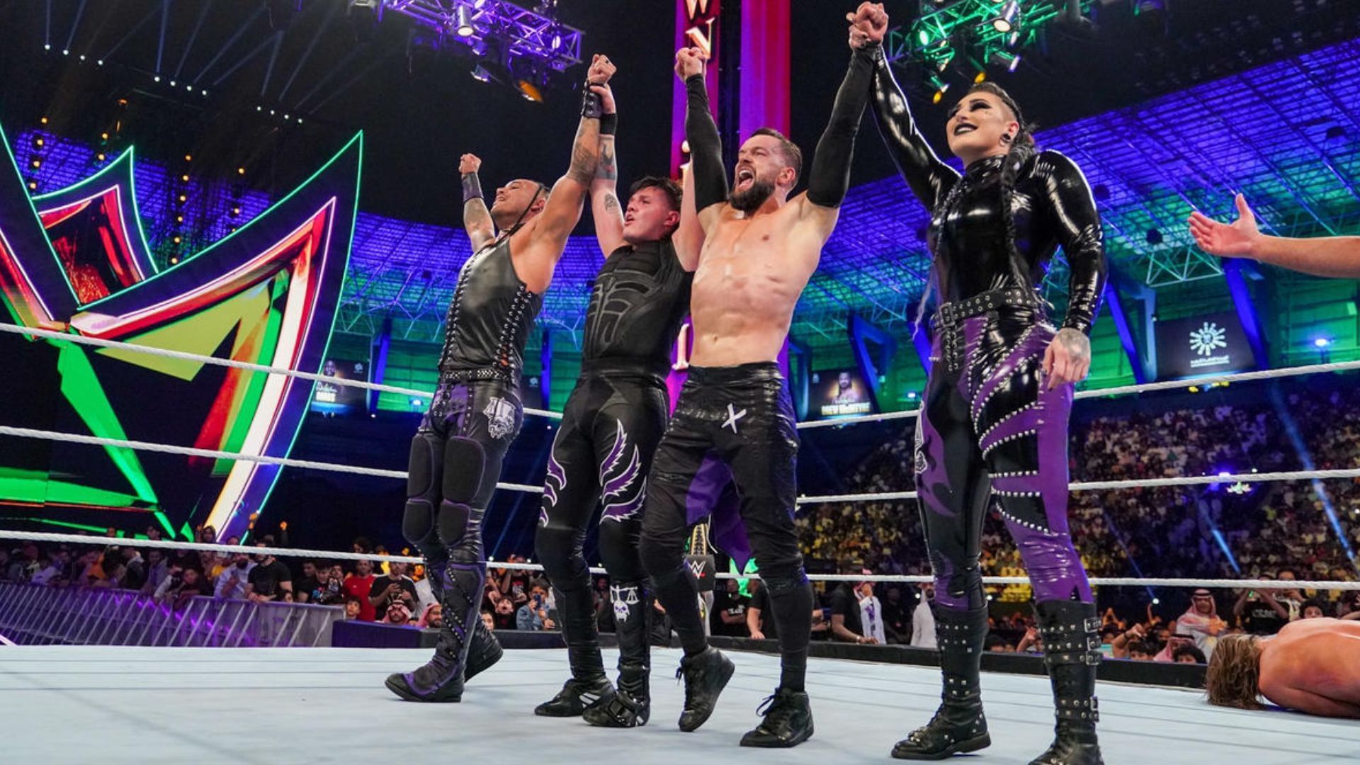 The Judgment Day celebrating their victory. Image Credits: wwe.com