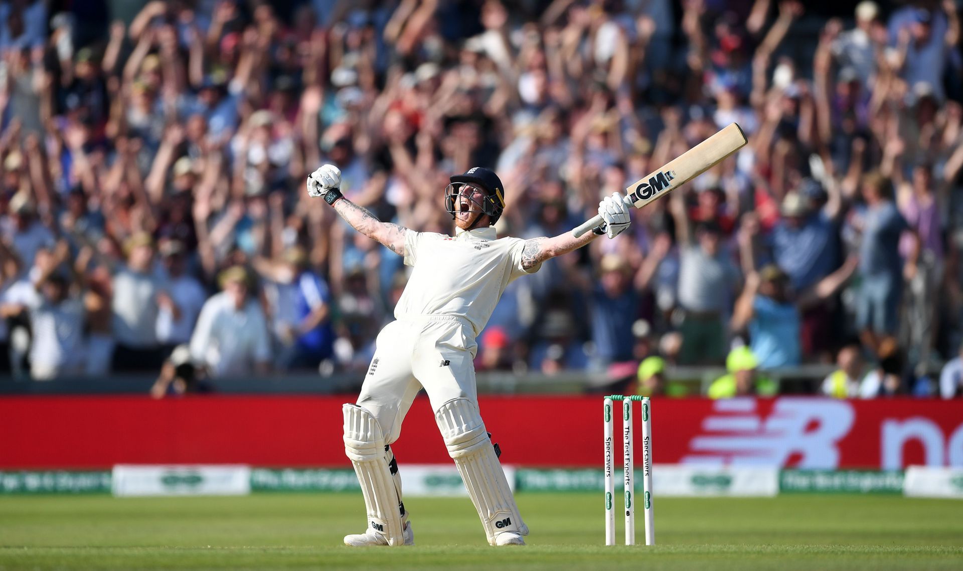 The iconic image of Ben Stokes&rsquo; reaction after England&rsquo;s win in the 2019 Headingley Test. (Pic: Getty Images)
