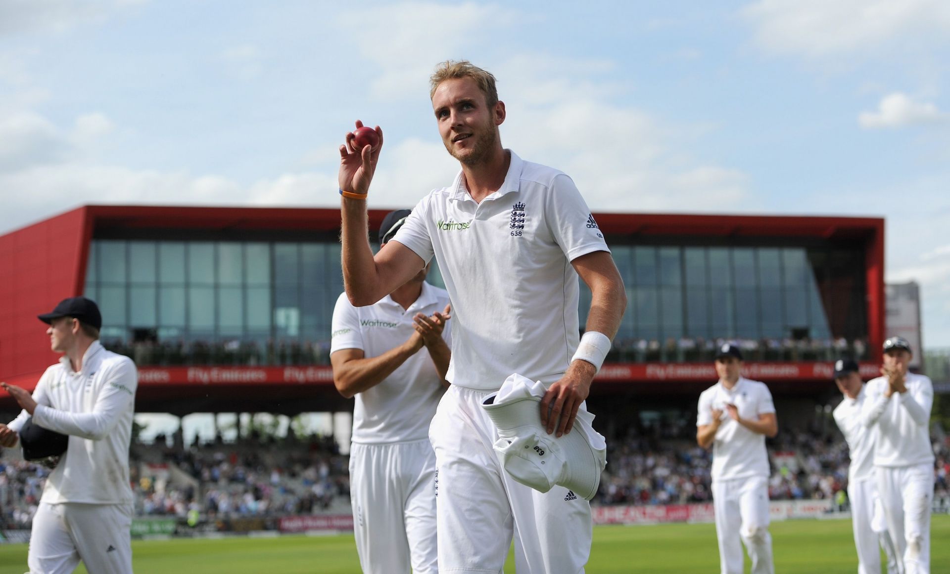 Stuart Broad walking off after his six-wicket effort