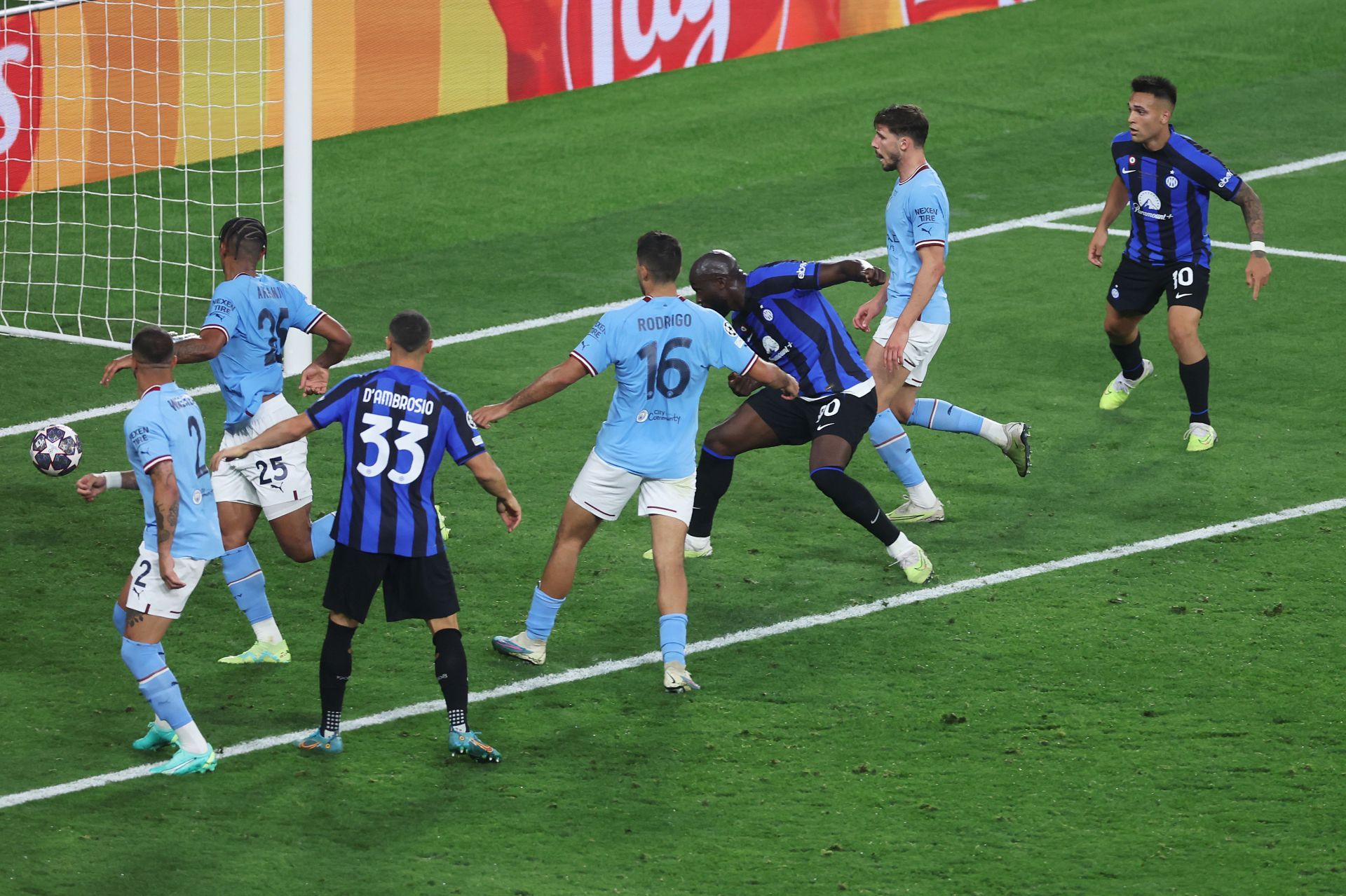 The Belgian (second right) missed a clear header.