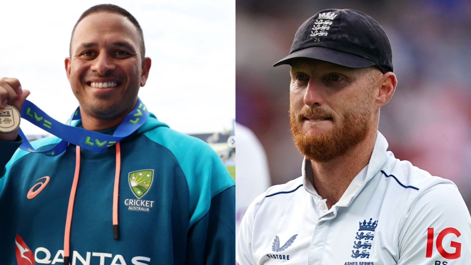 Usman Khawaja (L) and Ben Stokes.