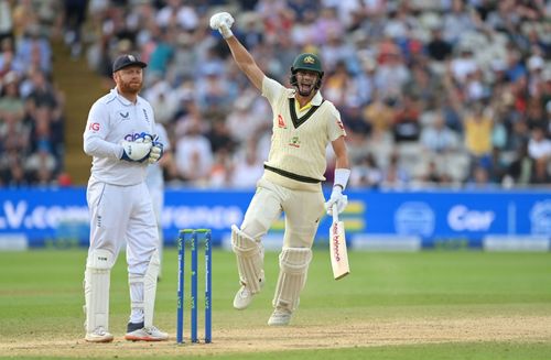 Pat Cummins celebrates after scoring the winning runs. (Pic: Getty Images)