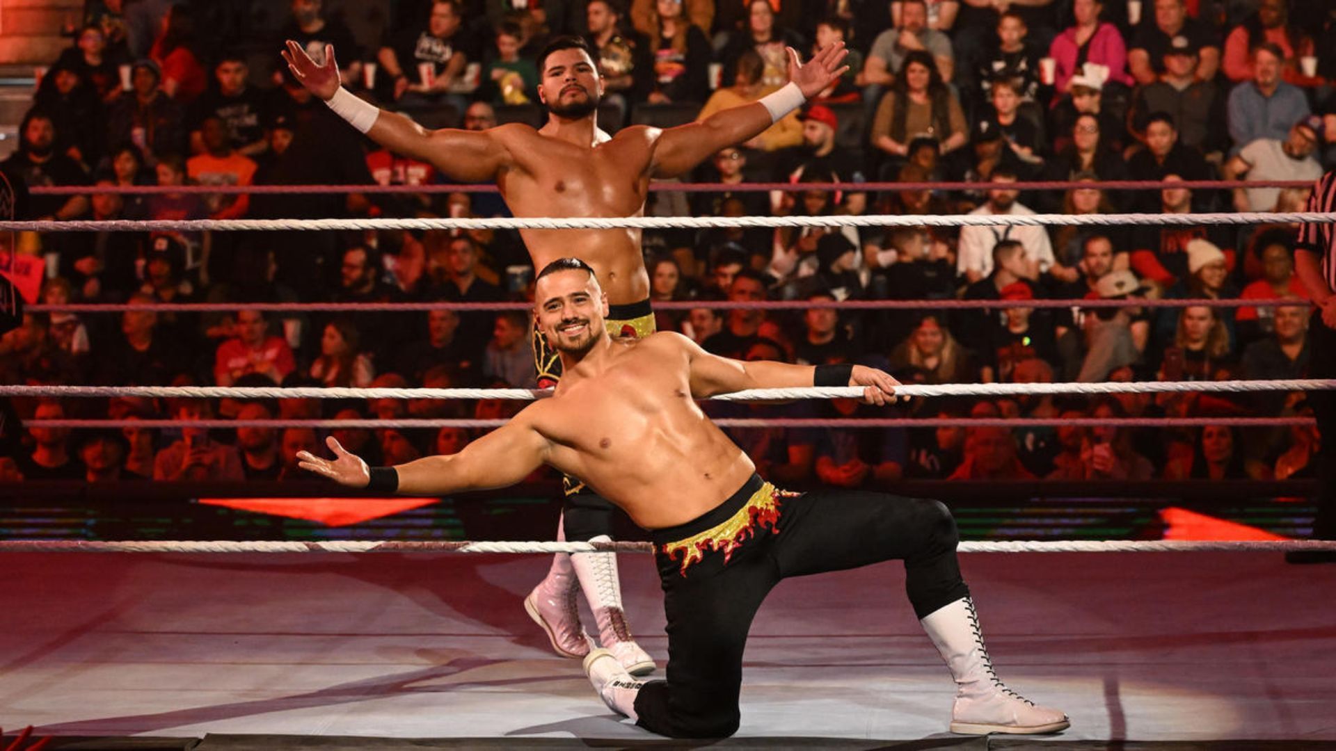 Humberto and Angel mak their entrance. Image Credits: wwe.com