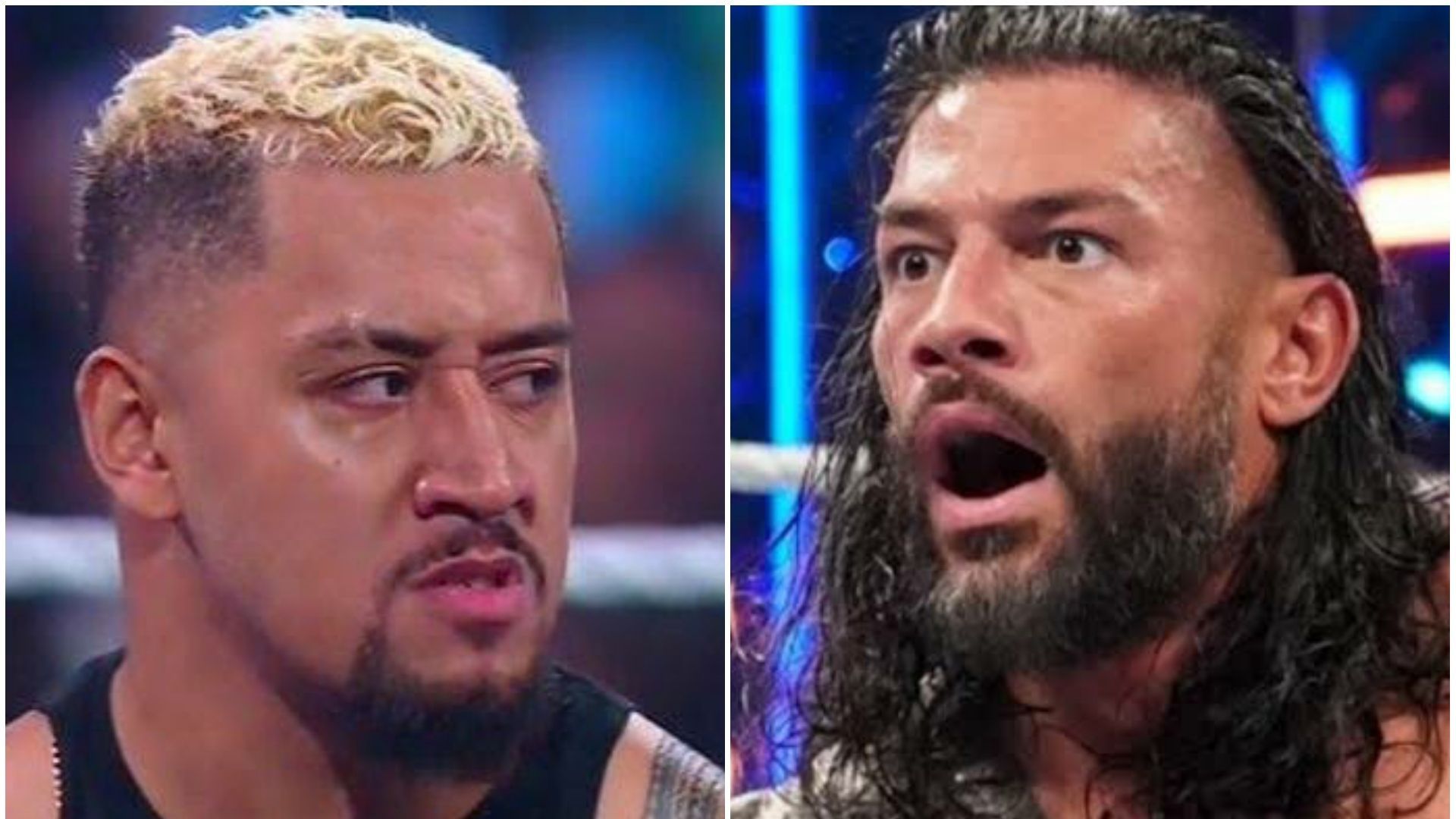 Solo Sikoa (left); Roman Reigns (right)