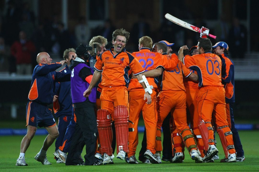 The Netherlands in ecstatic mood after beating England in the opening game of the 2009 T20 World Cup