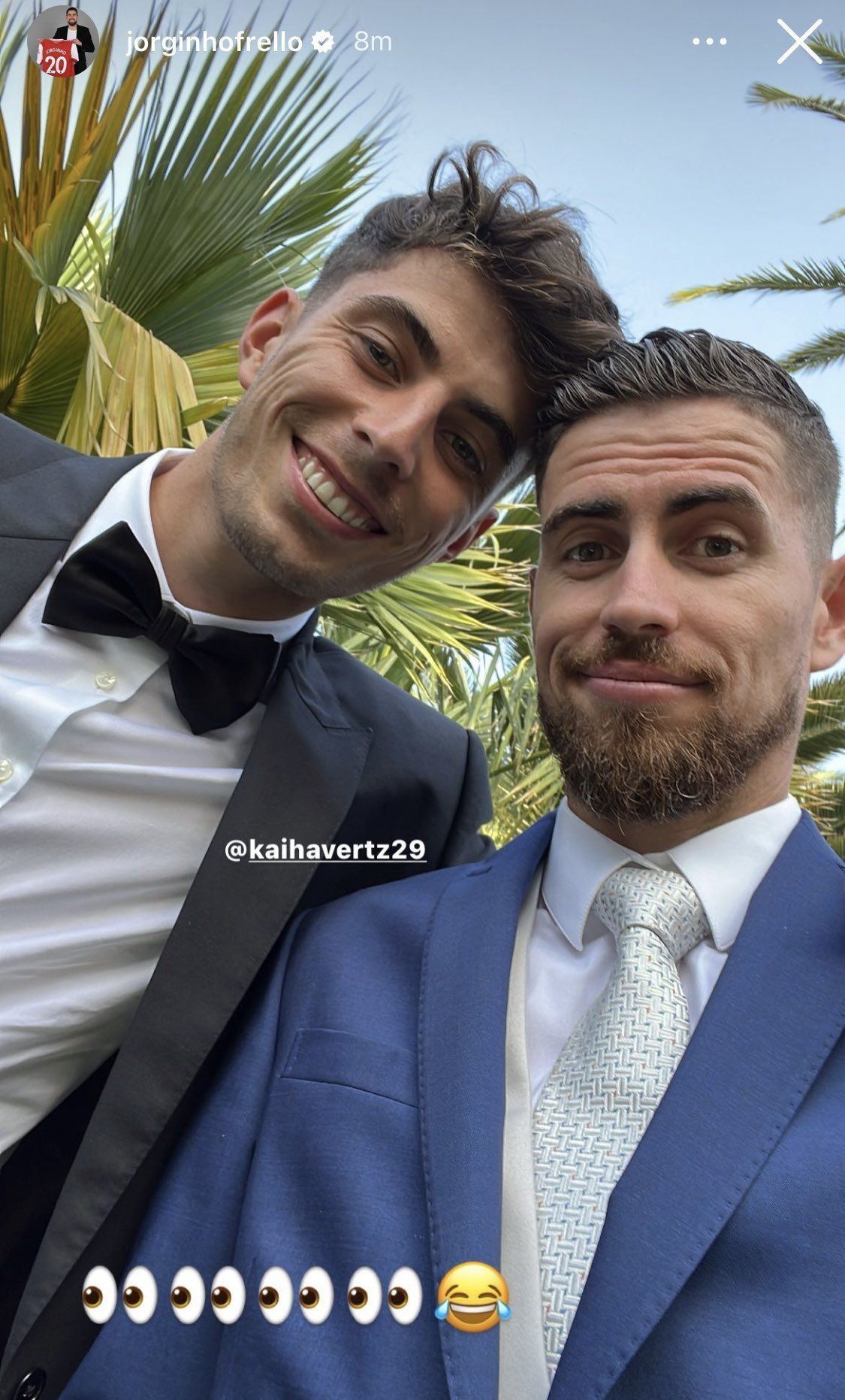 Jorginho&#039;s Instagram story hinting at Havertz&#039;s signing.