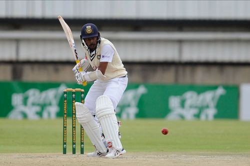 Abhimanyu Easwaran en-route his century against South Africa A in November 2021