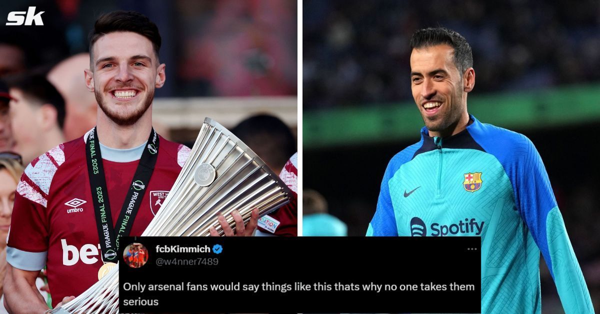 [L-to-R] Declan Rice and Sergio Busquets.