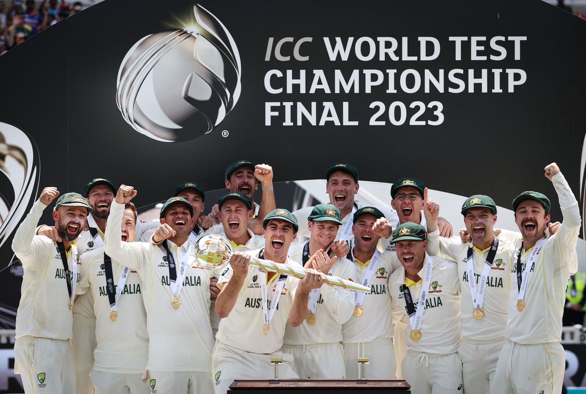 Pat Cummins and Co. celebrate their WTC win, (Credits: Getty)