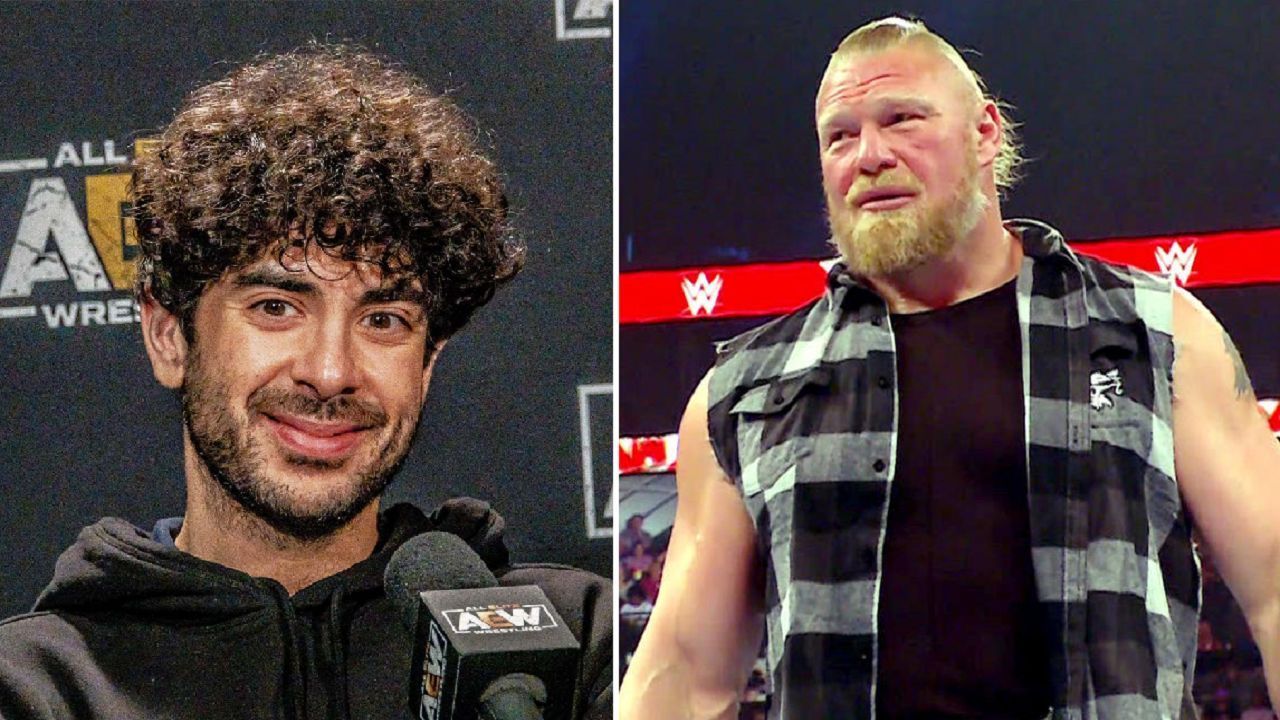 Tony Khan (left); Brock Lesnar (right)