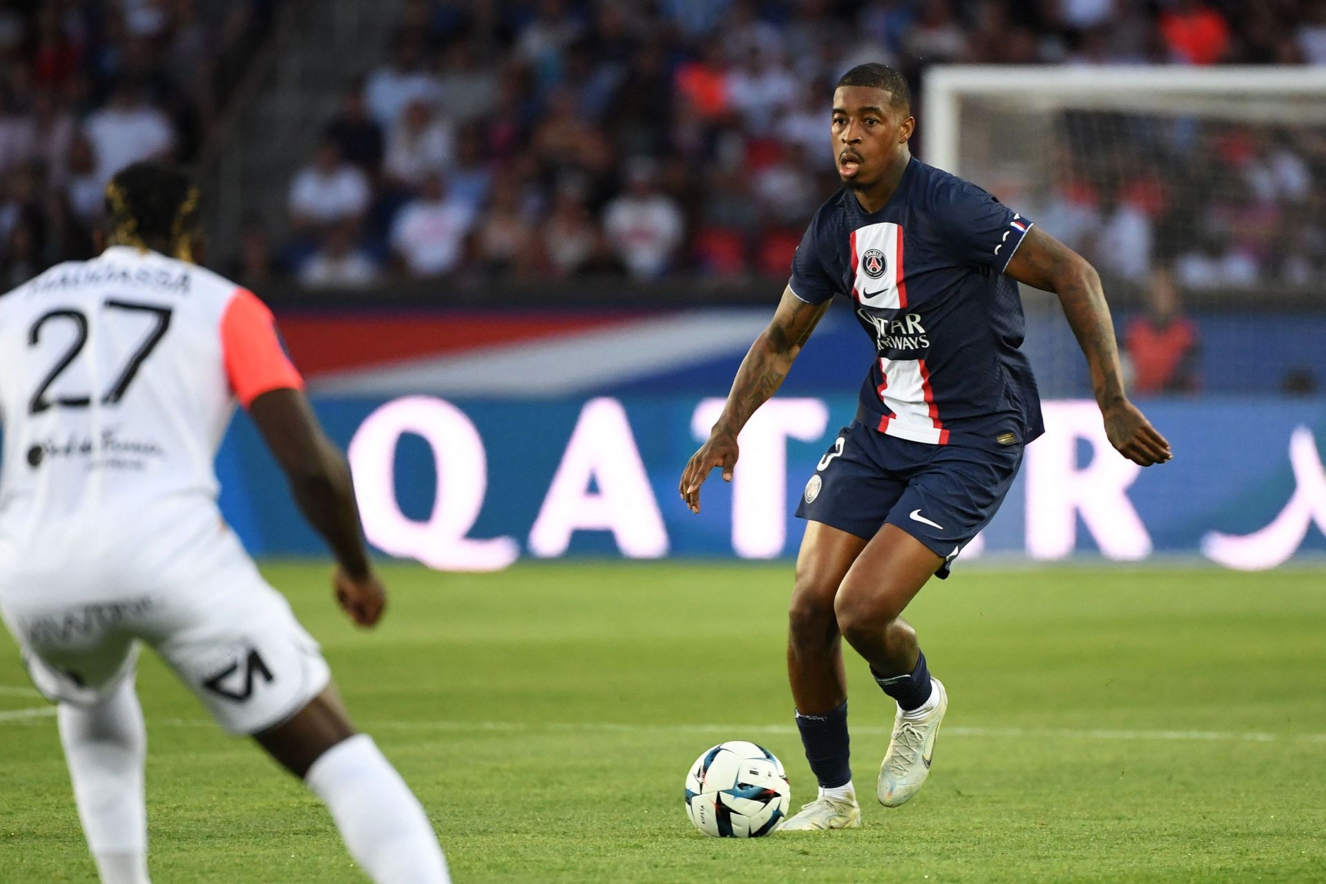 Presnel Kimpembe in action for Paris Saint-Germain (cred: PSG Talk)