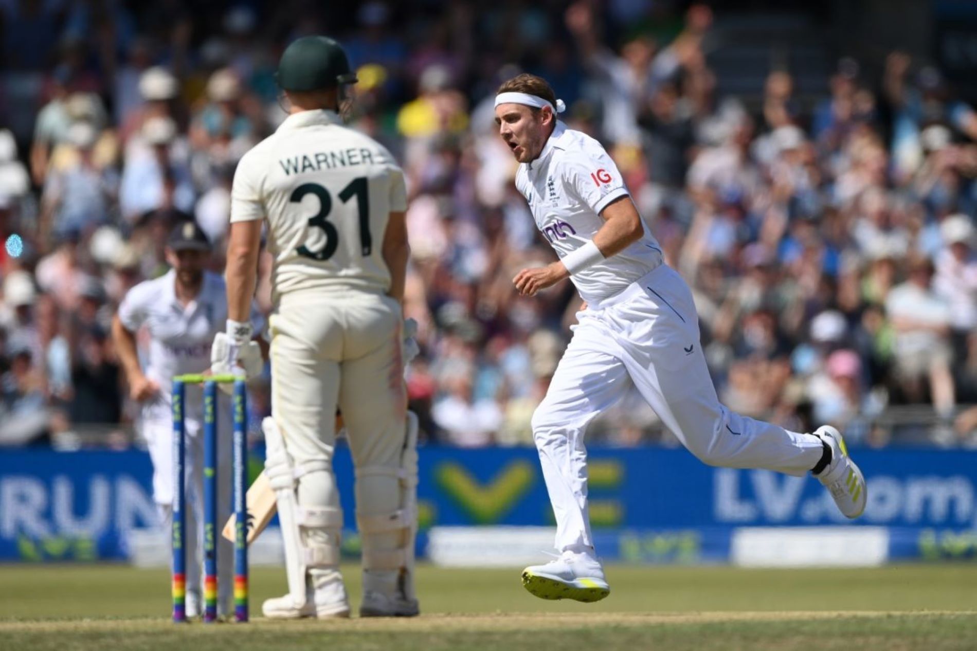 David Warner was dismissed for the 17th time in Tests by Stuart Broad.