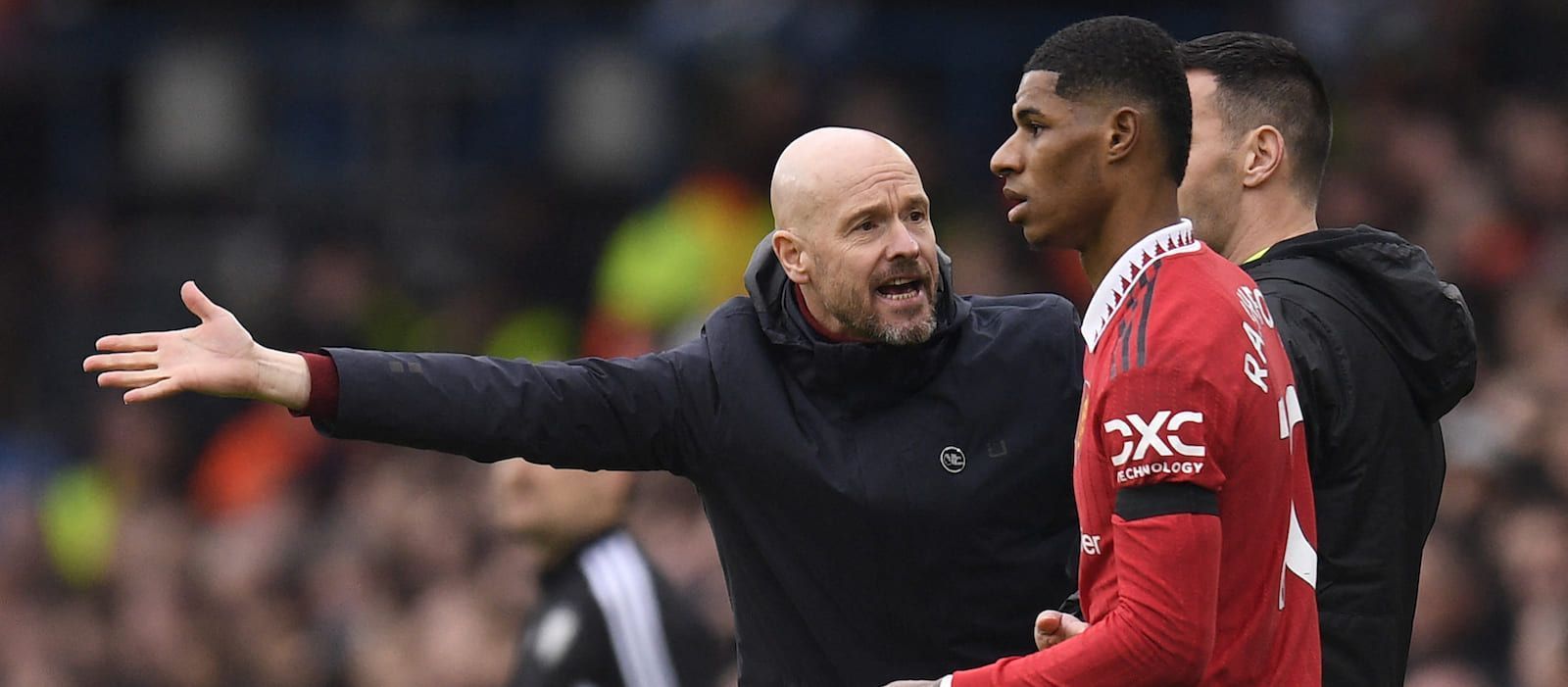 Erik ten Hag with Marcus Rashford