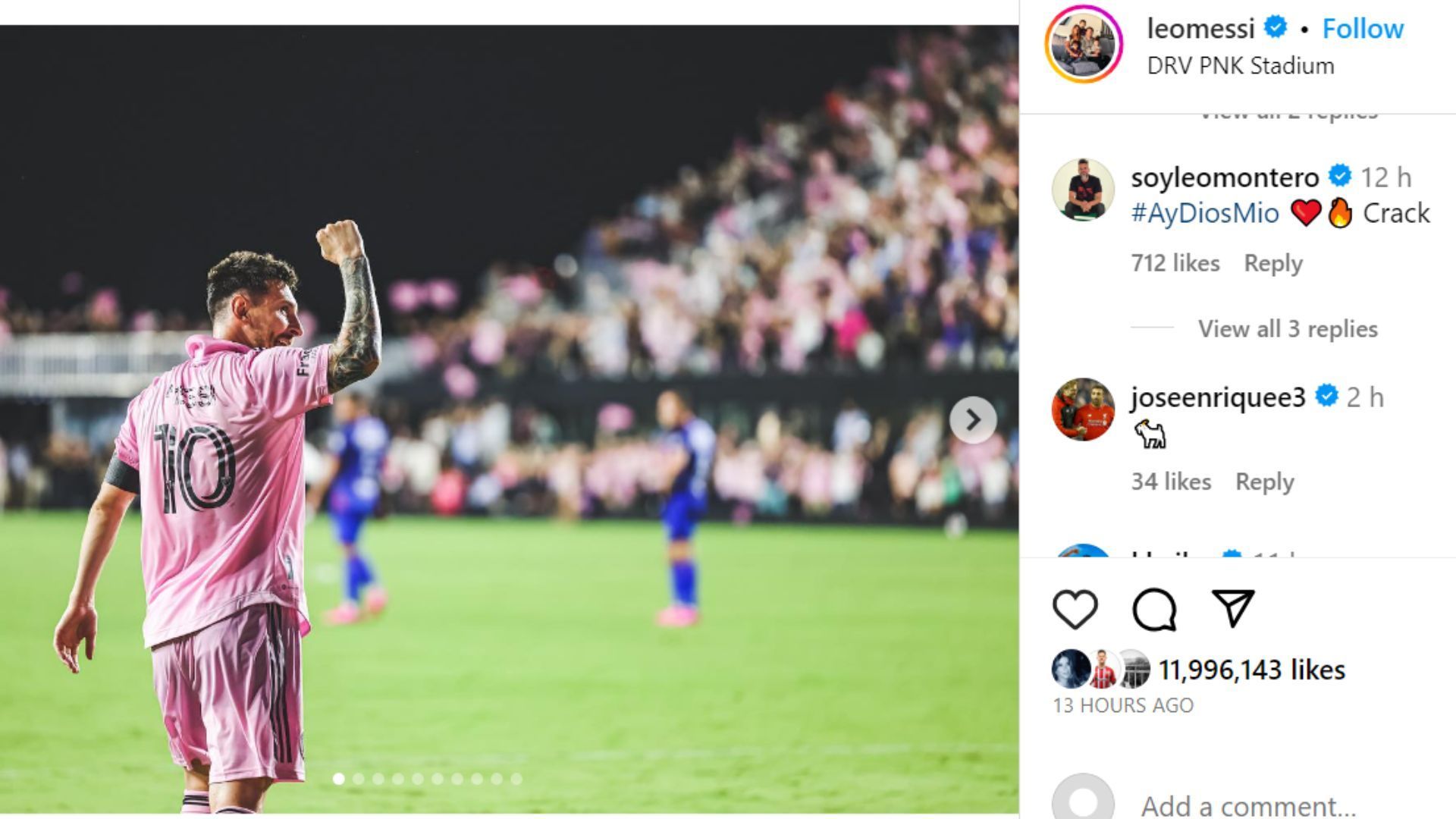 Jose Enrique commented under Lionel Messi&#039;s post