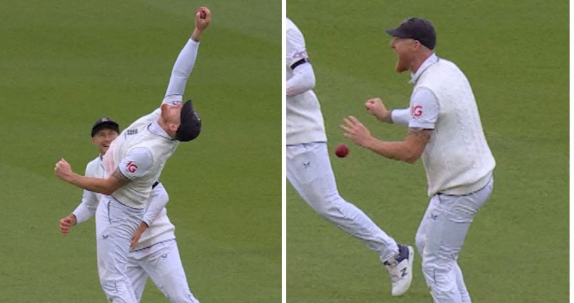 Ben Stokes took a brilliant one-handed catch but could not keep control of the ball