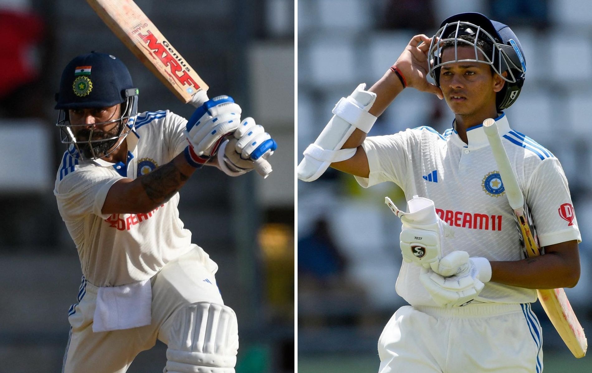 Virat Kohli (L) and Yashasvi Jaiswal. (Pics: BCCI)