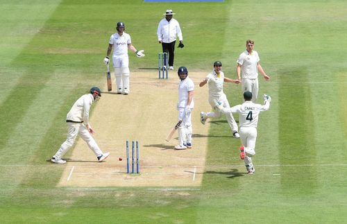 Jonny Bairstow was stumped by Alex Carey off Cameron Green's bowling.