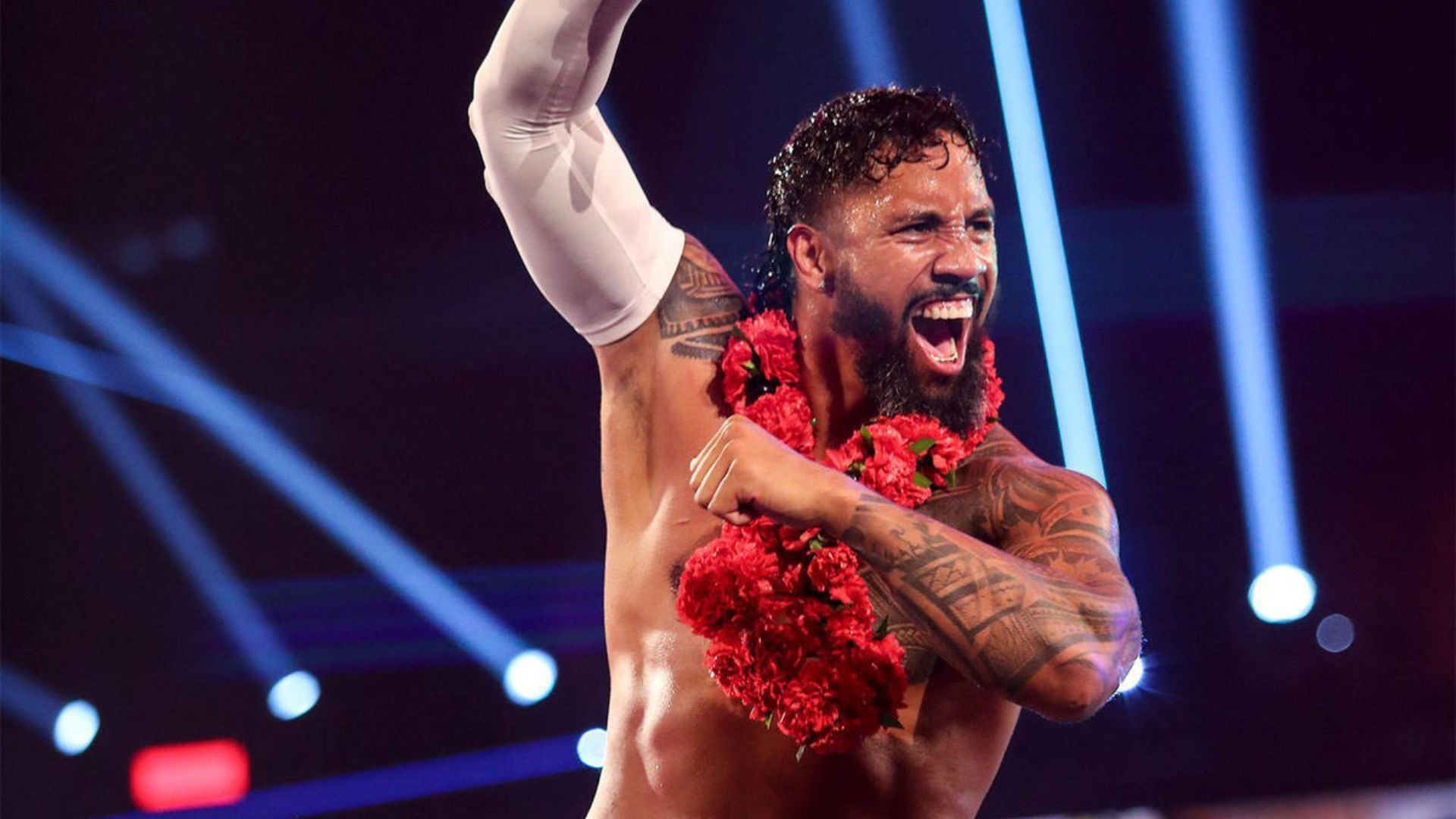 Jey Uso during his entrance. Image Credits: wwe.com 