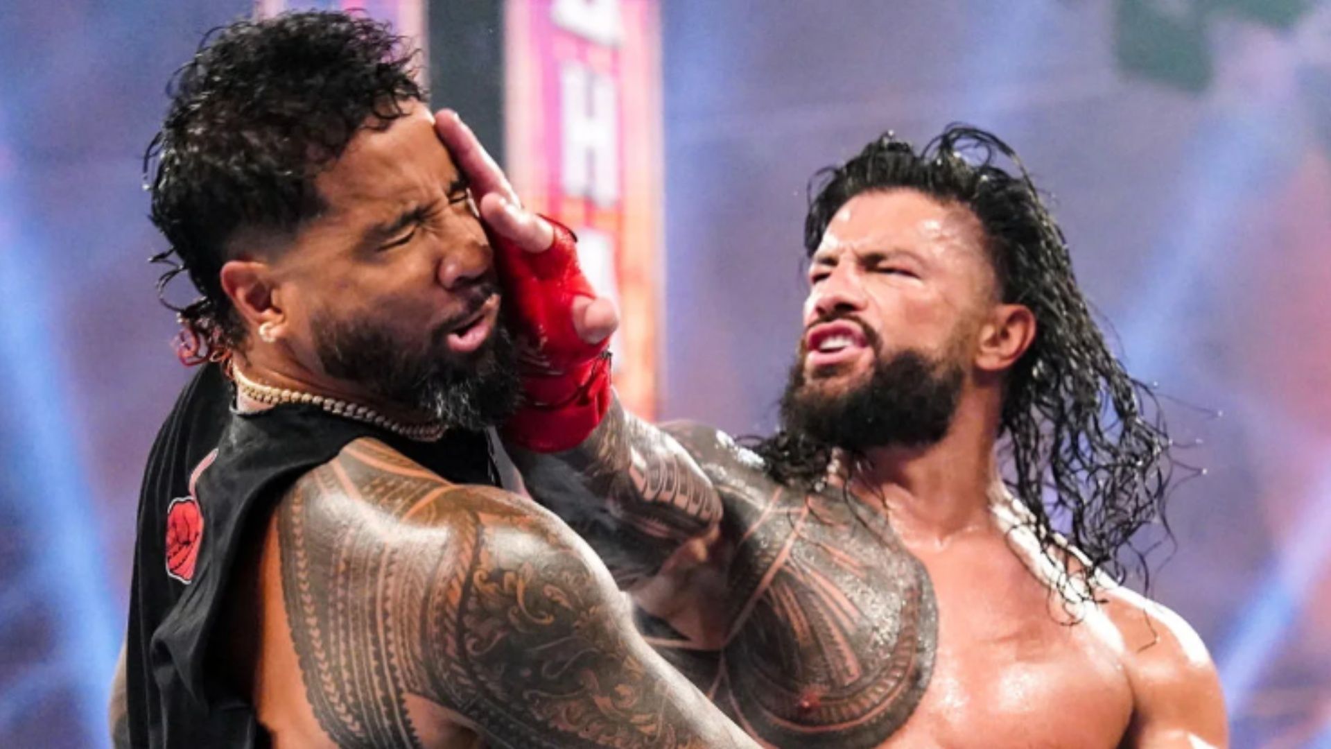 Roman Reigns plans Jey Uso across the face at WWE Night of Champions.