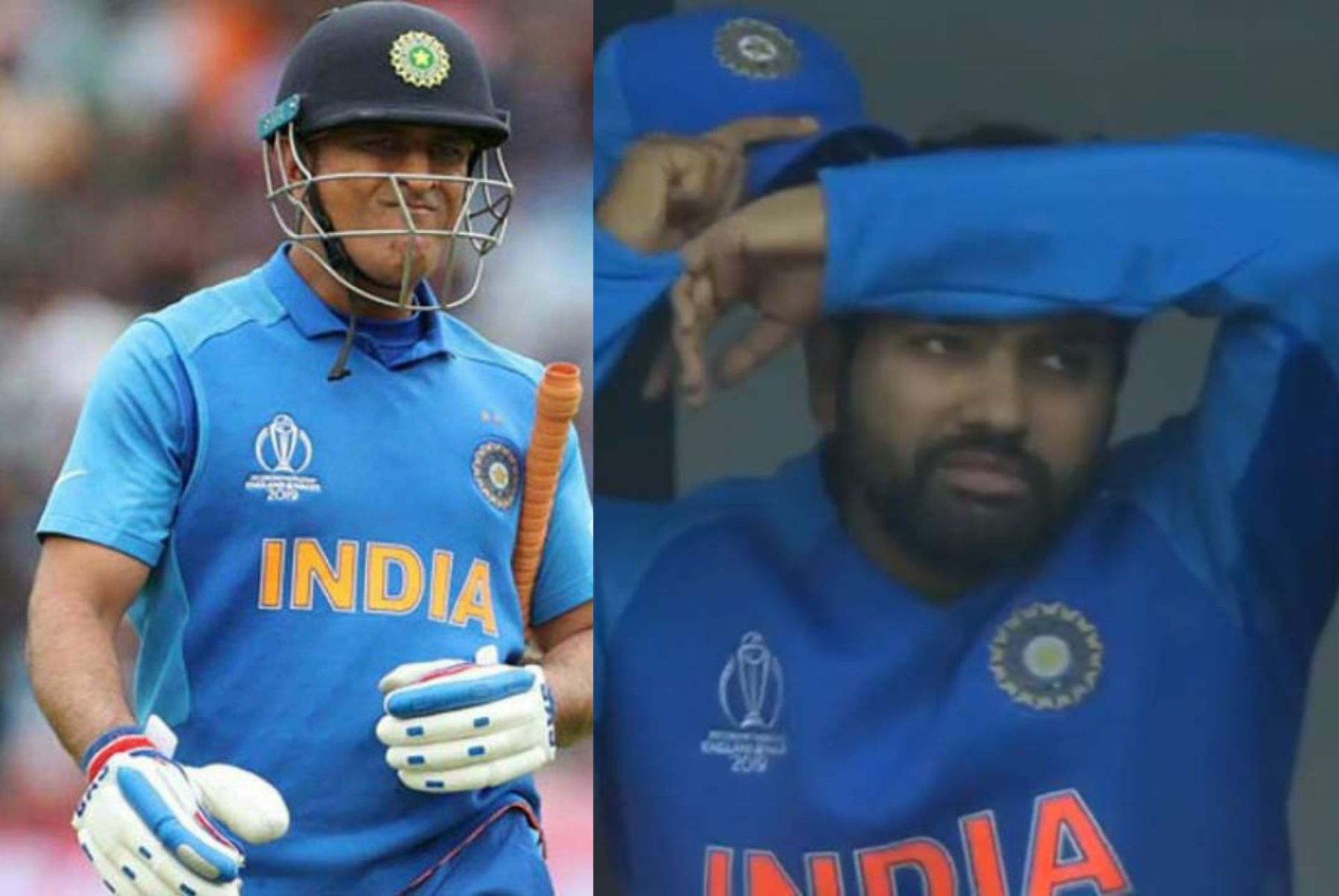 MS Dhoni and Rohit Sharma during the final stages of 2019 World Cup semi-final vs New Zealand. 