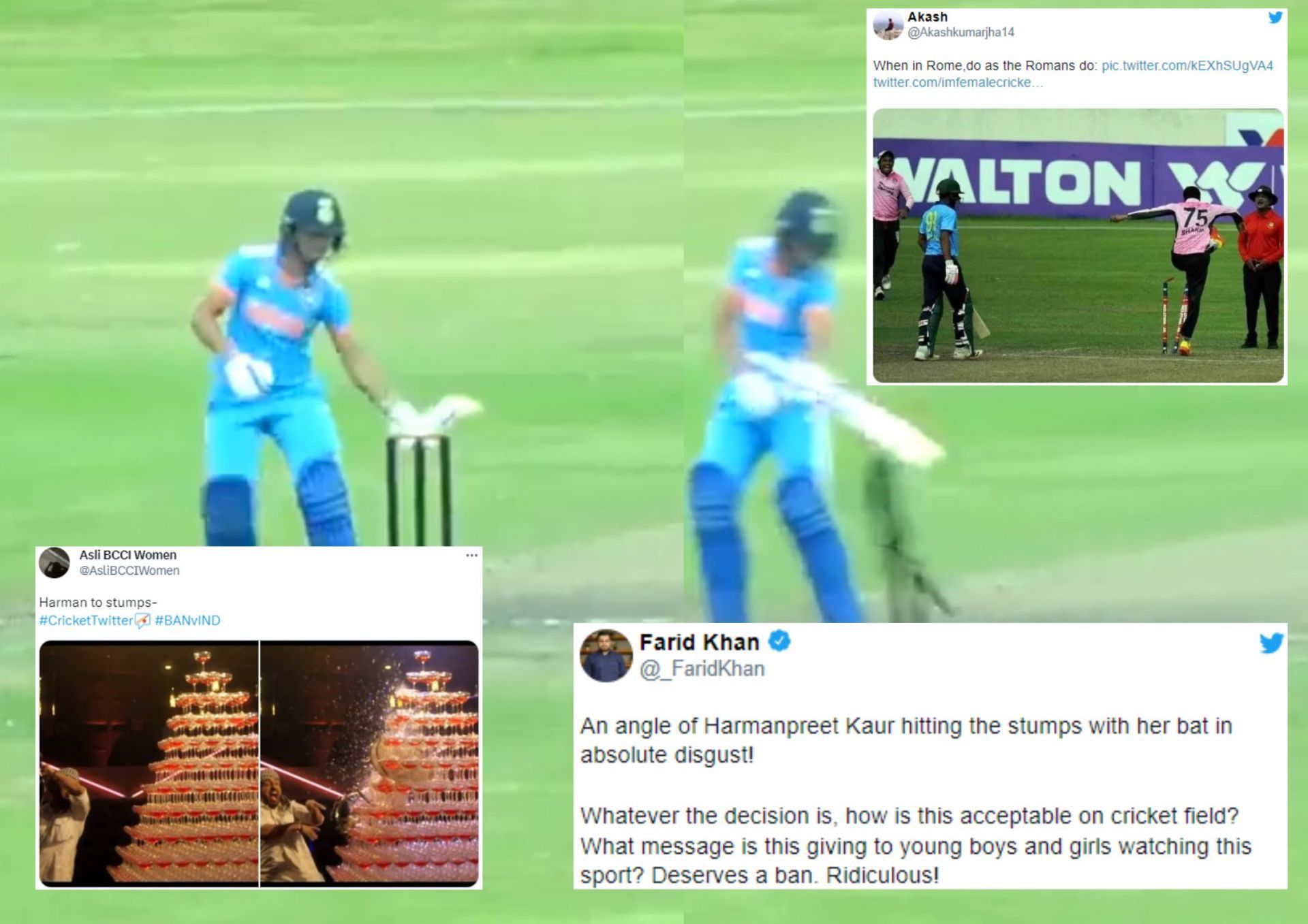 Harmanpreet Kaur did not hold back after being given LBW in the final ODI against Bangladesh (Screengrab via Twitter).