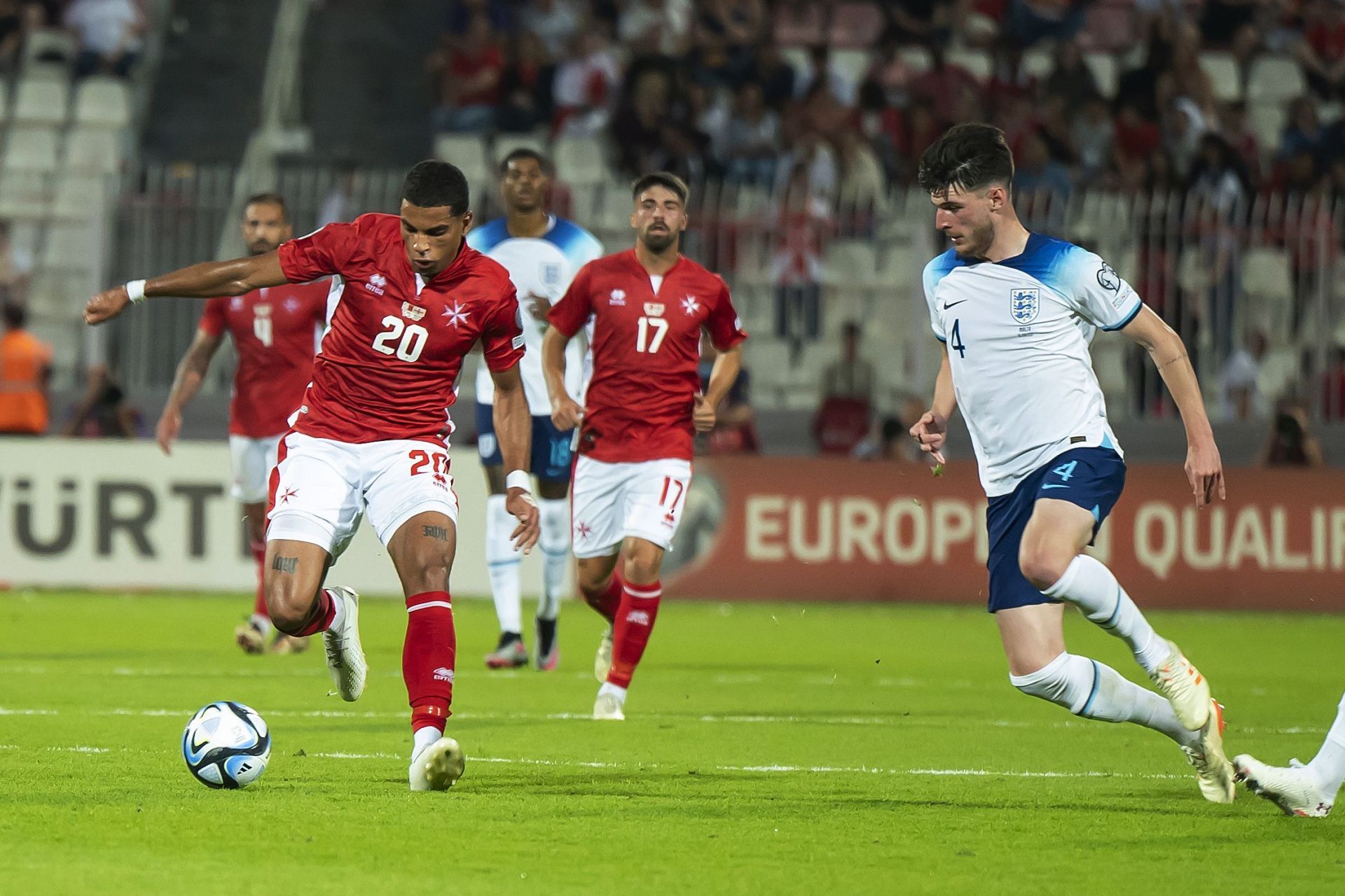 Declan Rice (right) has arrived at the Emirates