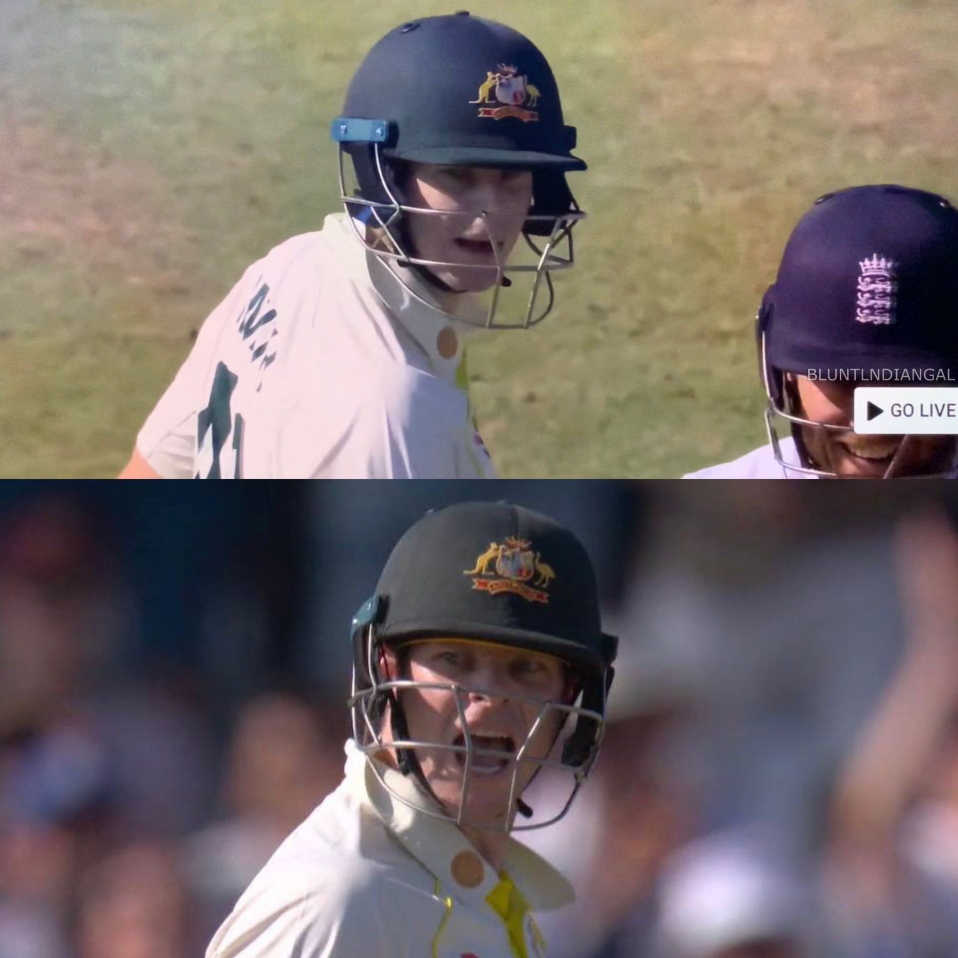 Steve Smith reacts to Jonny Bairstow