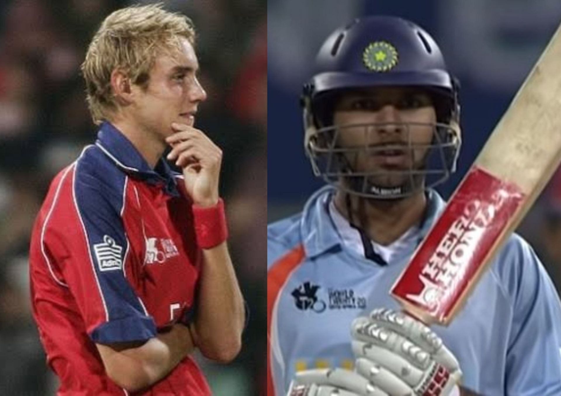 Stuart Broad and Yuvraj Singh. 