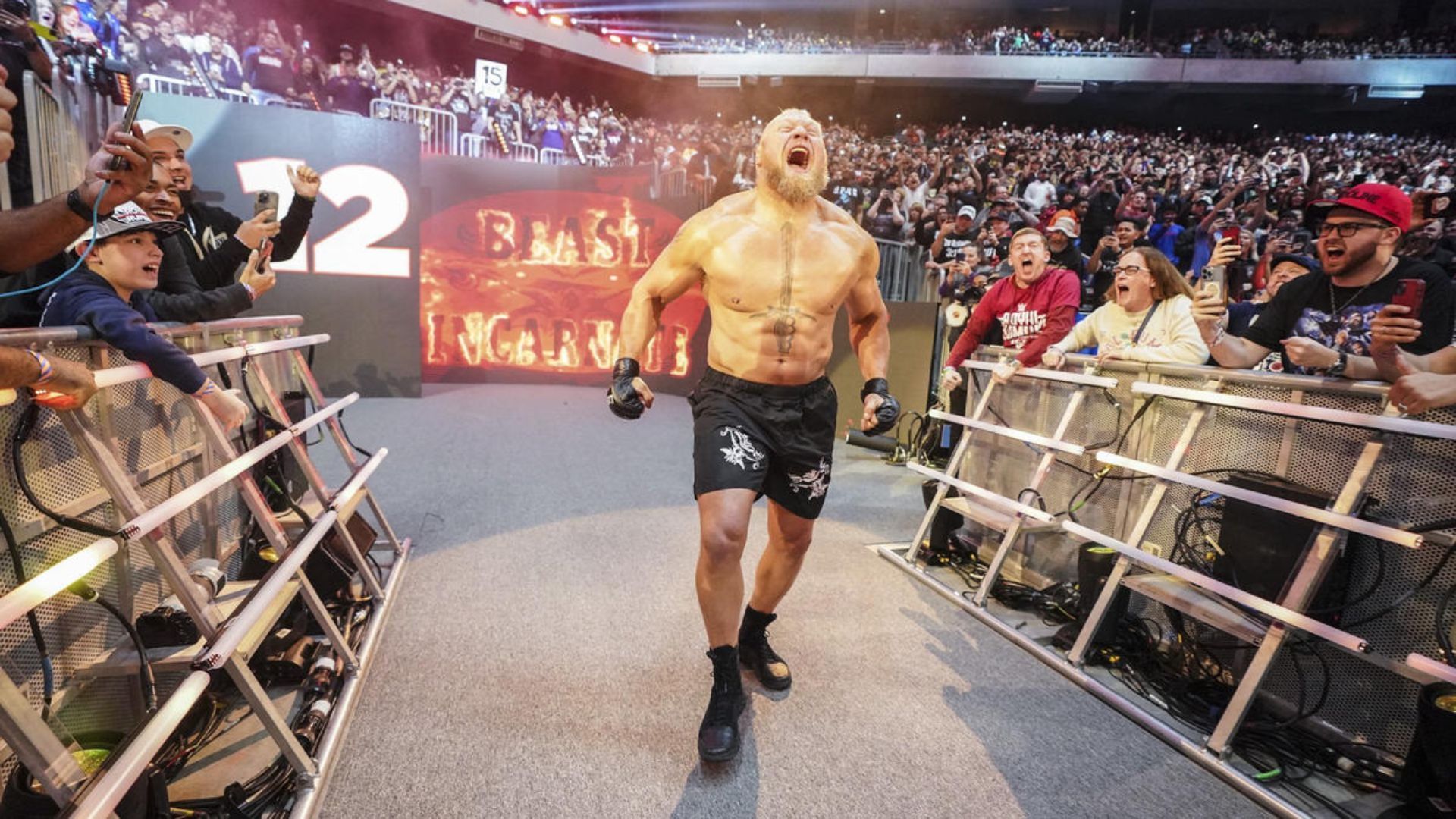 Brock Lesnar during his entrance. Image Credits: wwe.com 