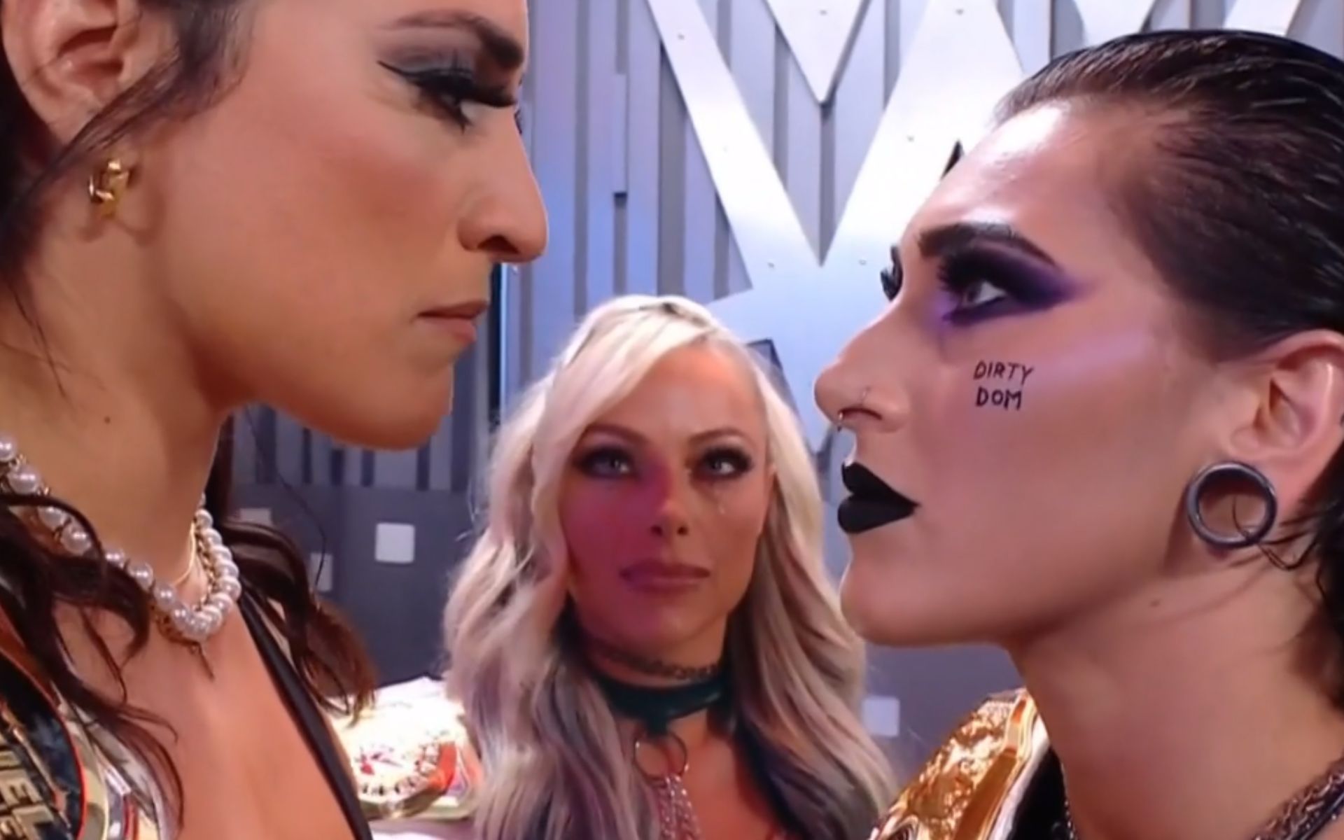 Raquel Rodriguez and Rhea Ripley during their confrontation on RAW