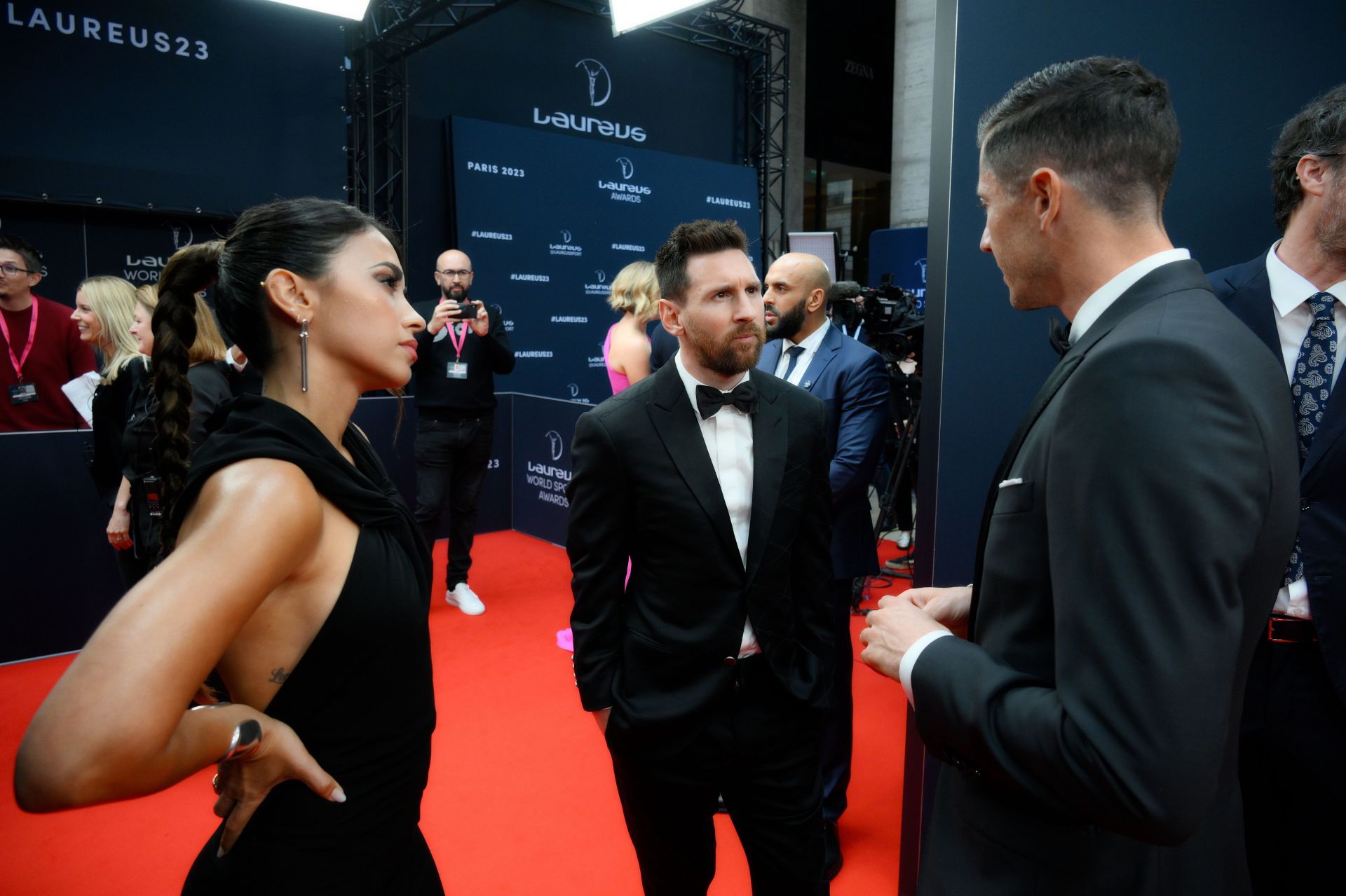 Antonela Roccuzzo (left) wanted Messi (middle) to join Lewandowski (right) at Barca.