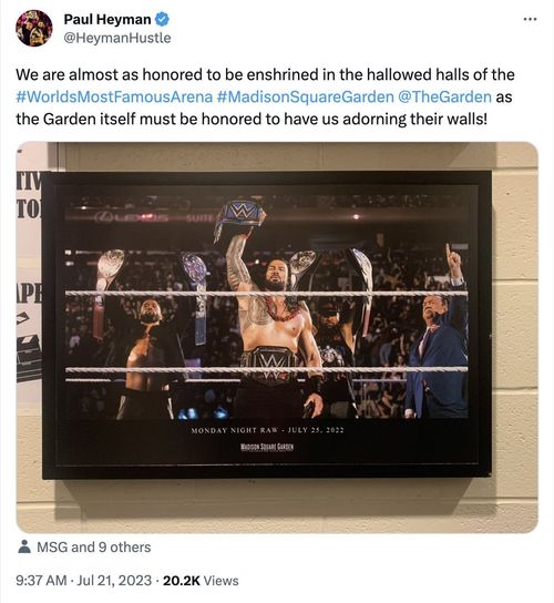 The Wiseman shared a photo from Madison Square Garden.