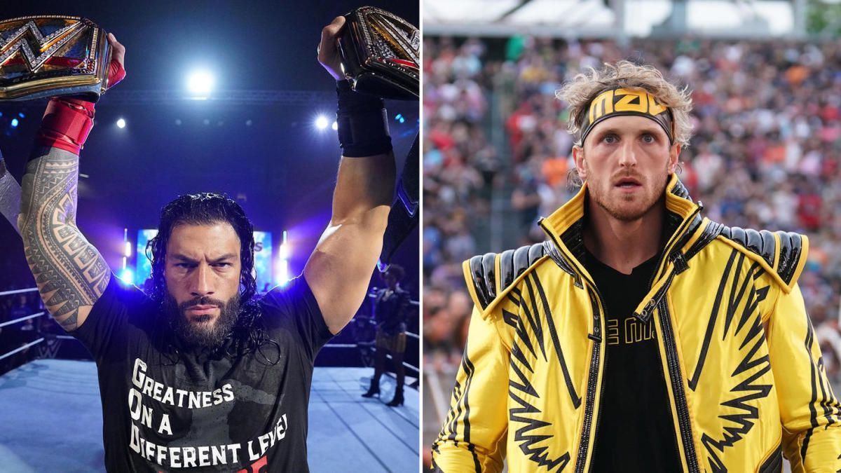 Roman Reigns (left); Logan Paul (right)