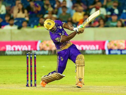 Andre Russell in action (Image Courtesy: Twitter/Los Angeles Knight Riders)