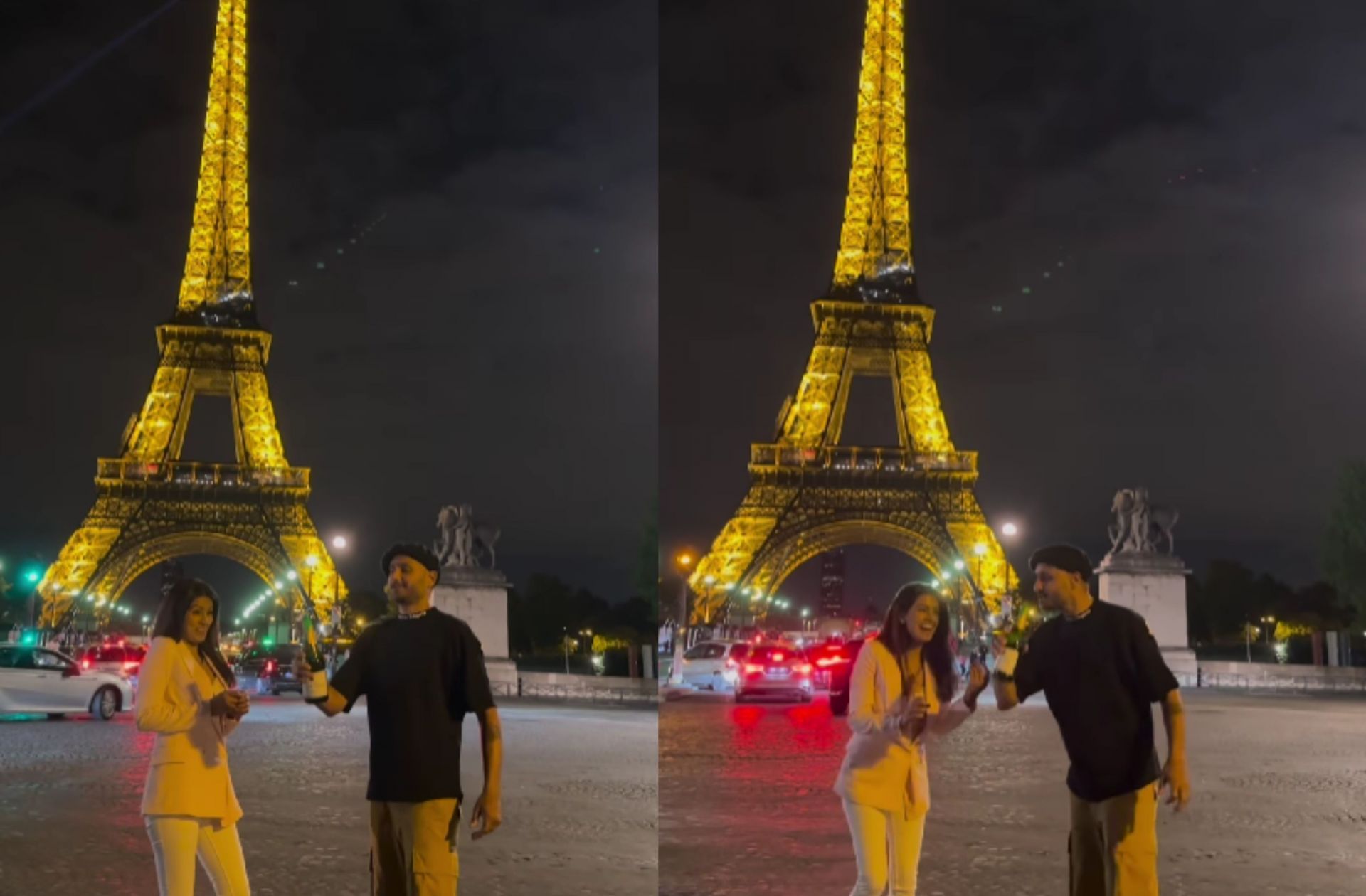 Harbhajan Singh with this wife Geeta Basra in Paris. 