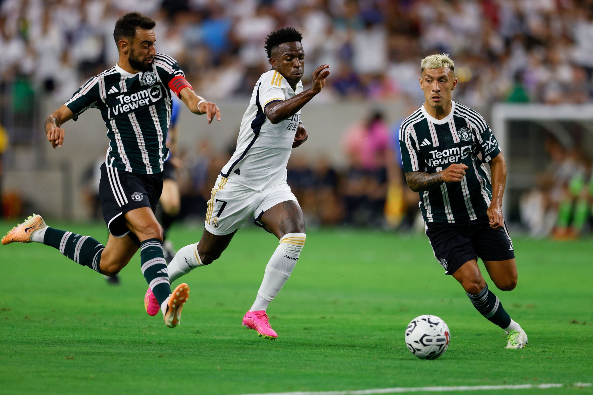 Vinicius Junior (centre) has been in red-hot form recently.