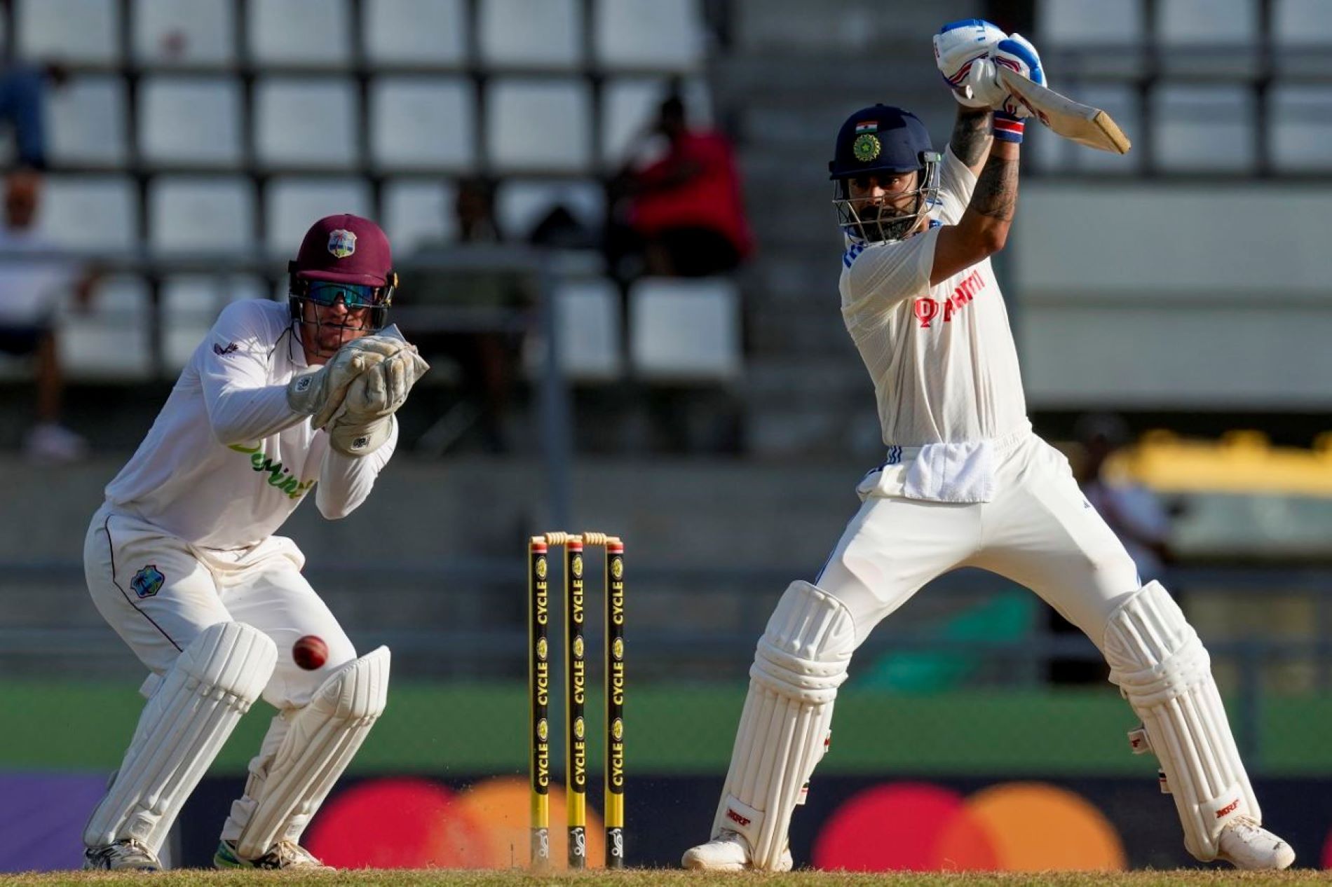 Virat Kohli recorded just a lone boundary in his 96-ball stay on Day 2