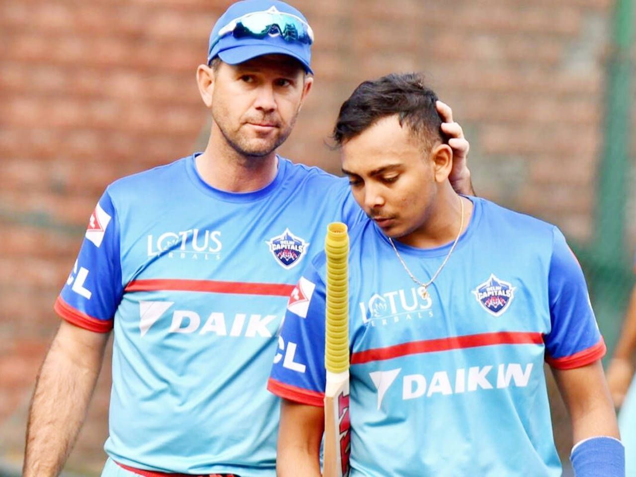 Ricky Ponting (L) and Prithvi Shaw.