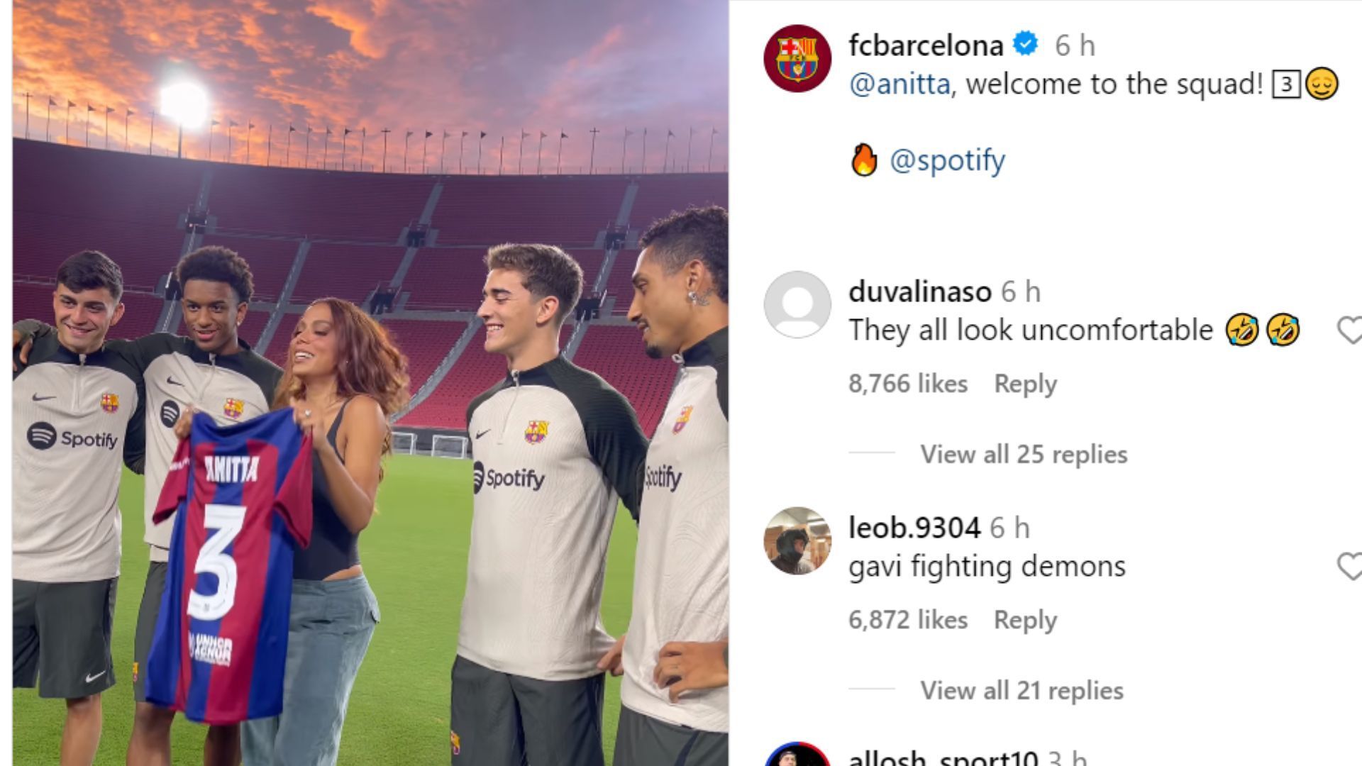 Anitta met up with Barcelona players